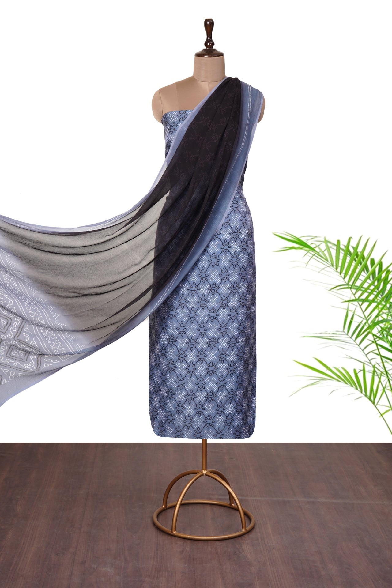 Multi Color Digital Printed Gajji Silk Suit With Dupatta