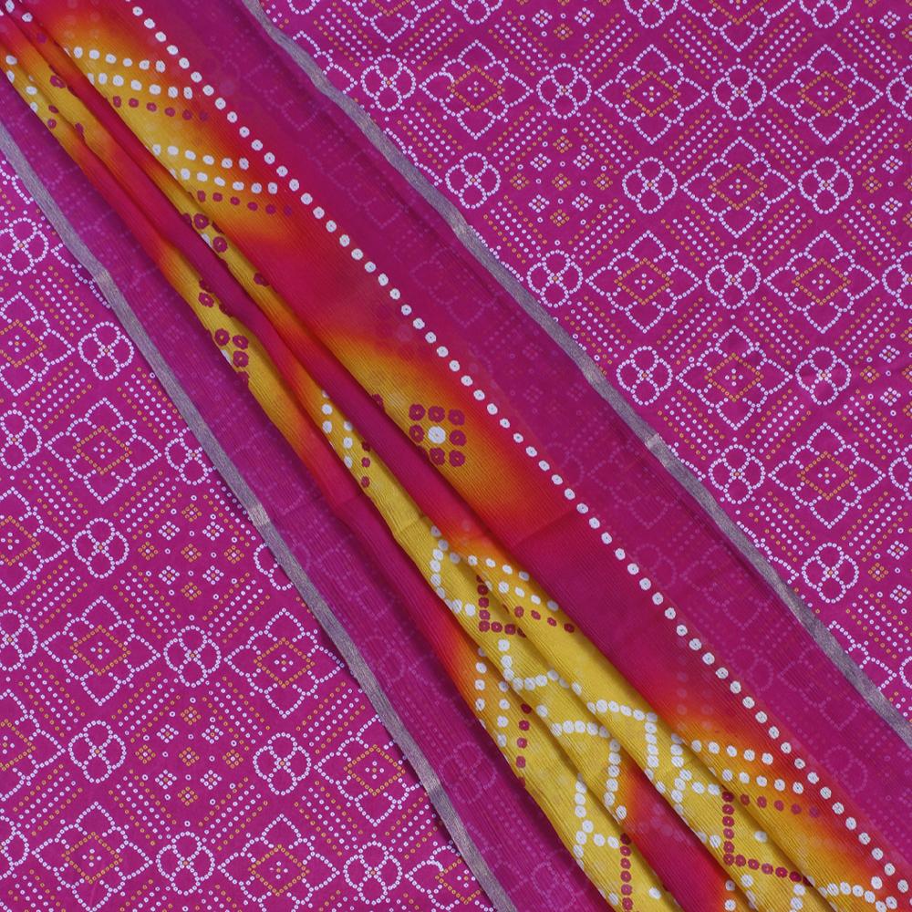 Pink Color Digital Printed Gajji Silk Fabric With Dupatta