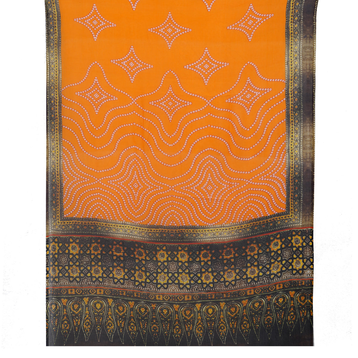 Orange Color Digital Printed Pure Chanderi Suit Set with Dupatta