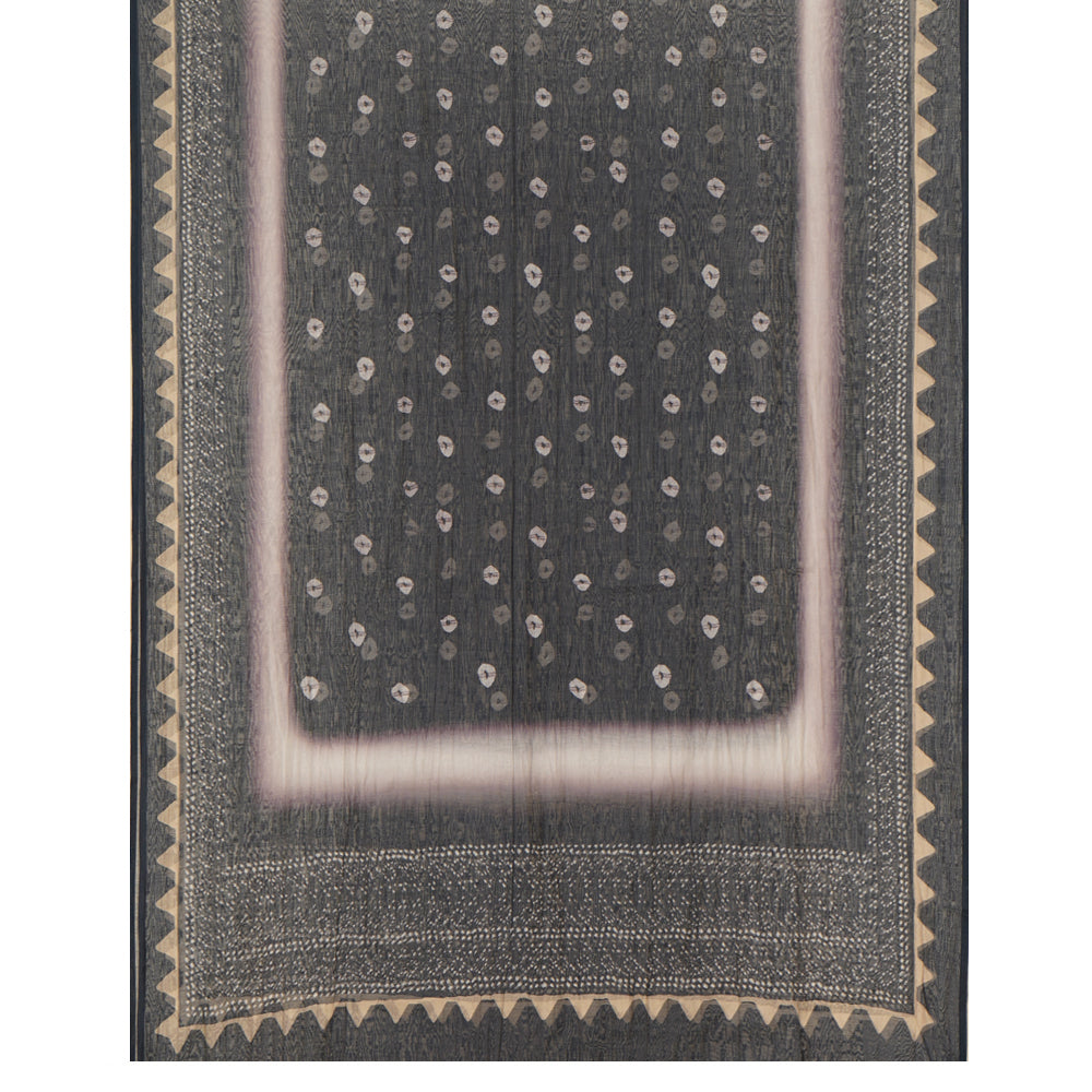 Black-Beige Color Digital Printed Silk Linen Suit with Dupatta