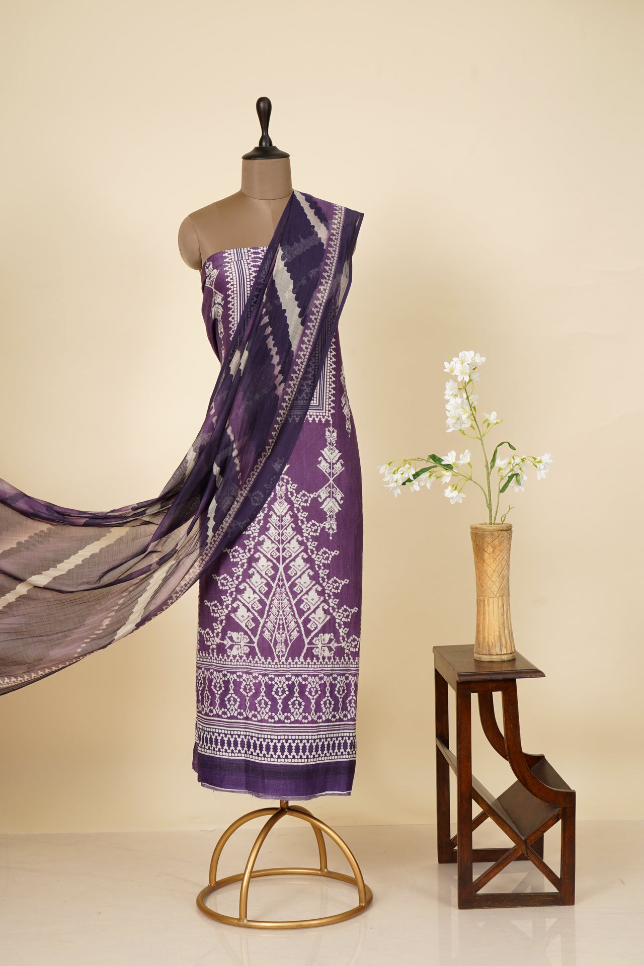 Purple Color Digital Printed Silk Linen Suit with Dupatta