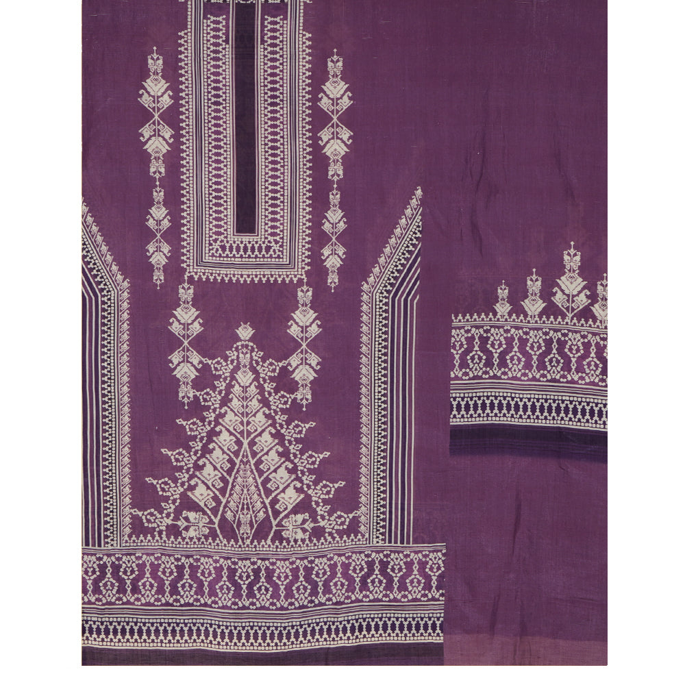 Purple Color Digital Printed Silk Linen Suit with Dupatta