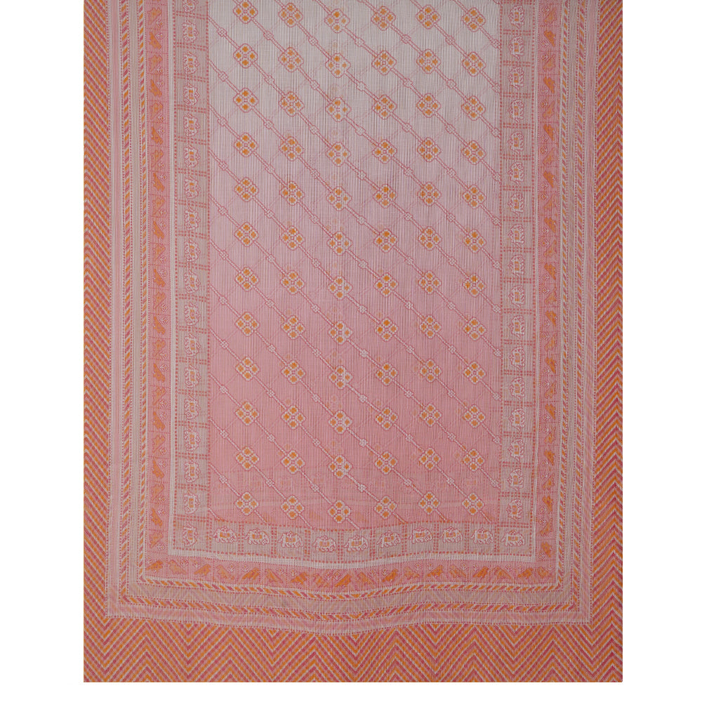 Beige-Peach Color Digital Printed Patola Pattern Pure Chanderi Suit with Kota Dupatta