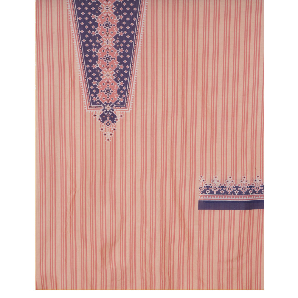 Peach Puff- Blue Color Digital Printed Patola Pattern Pure Chanderi Suit with Kota Dupatta