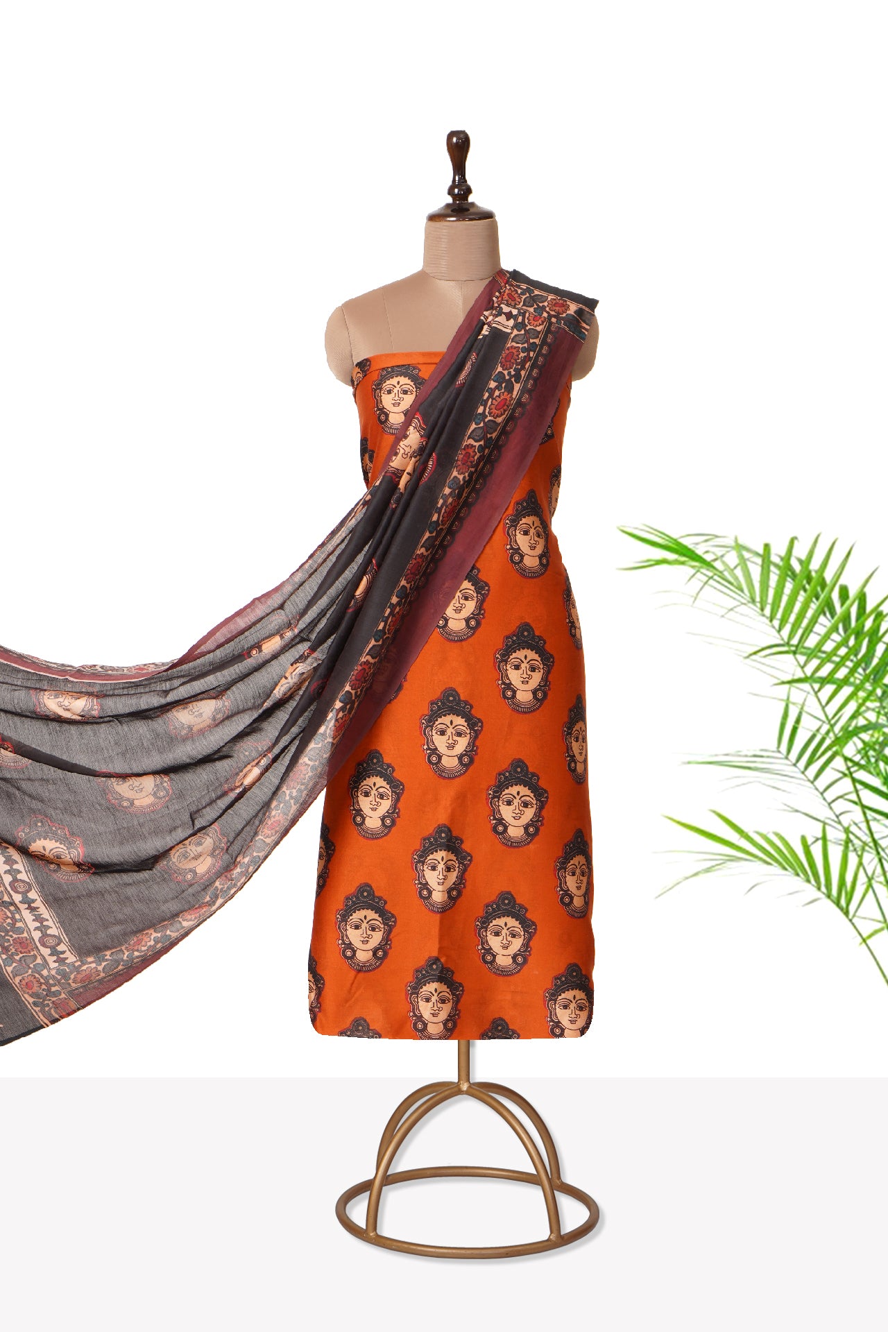 Orange Color Digital Printed Pure Chanderi Suit With Dupatta