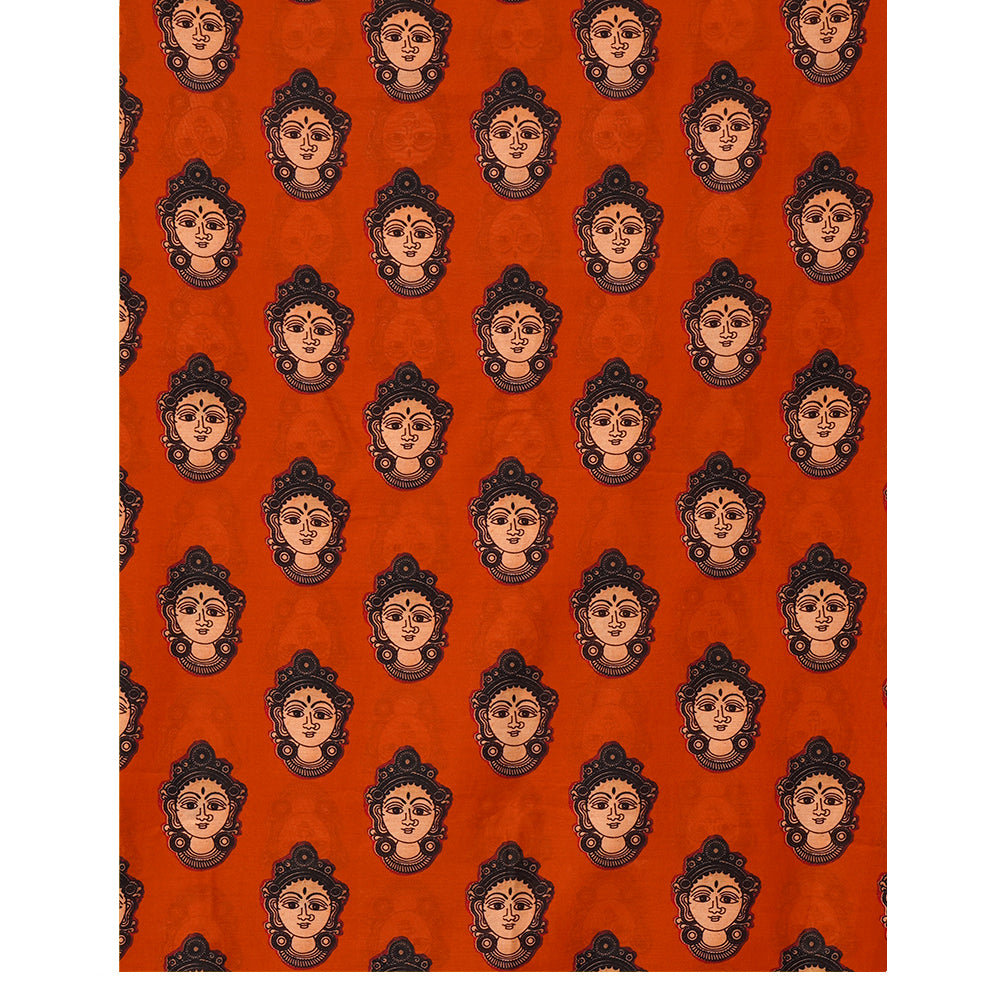 Orange Color Digital Printed Pure Chanderi Suit With Dupatta