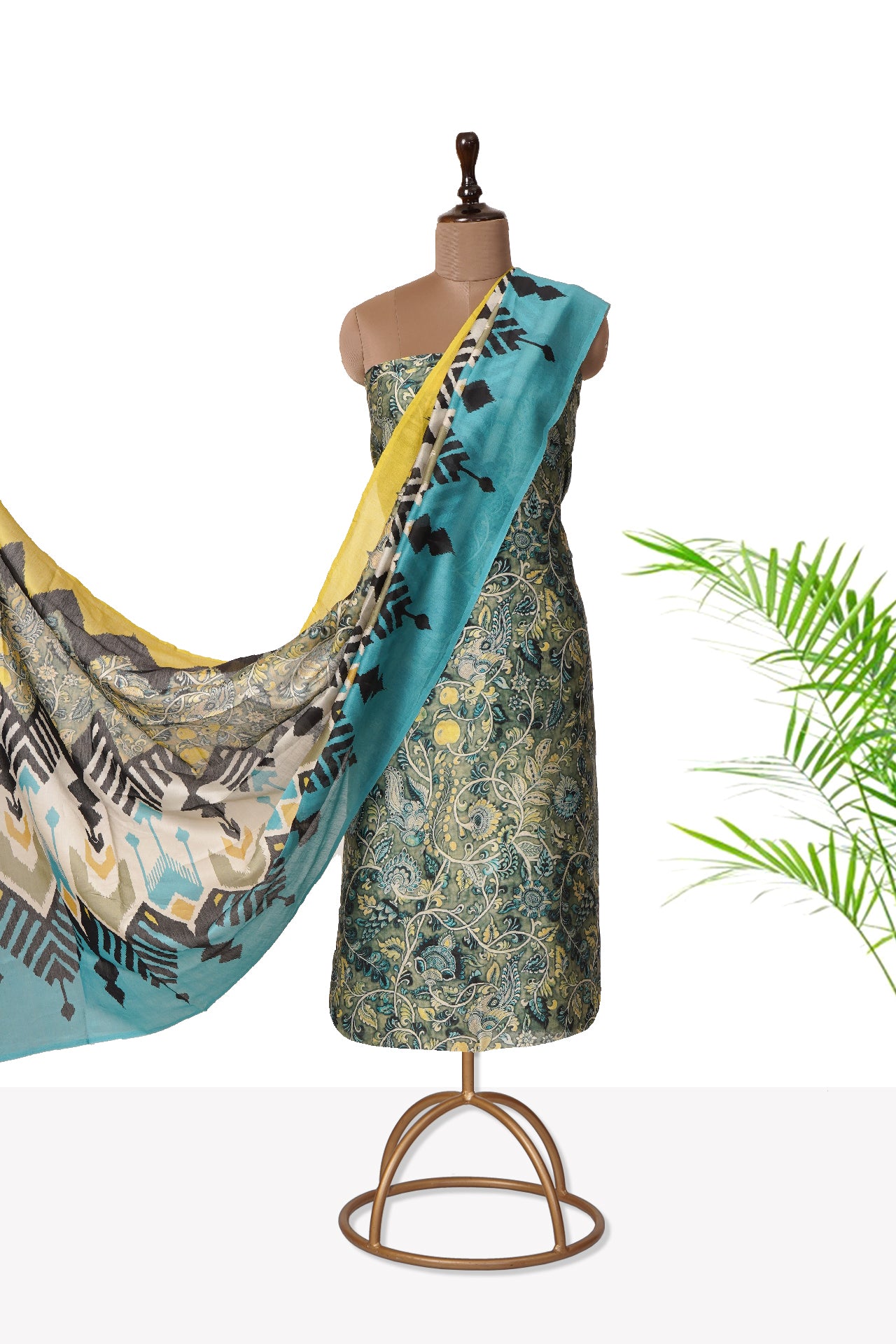 Multi Color Digital Printed Pure Chanderi Suit With Dupatta