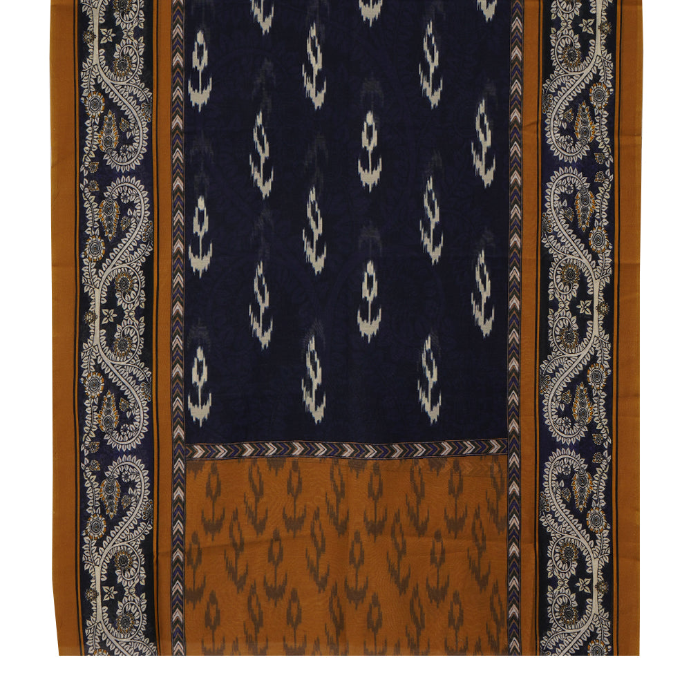 Dark Blue Color Digital Printed Pure Chanderi Suit With Dupatta