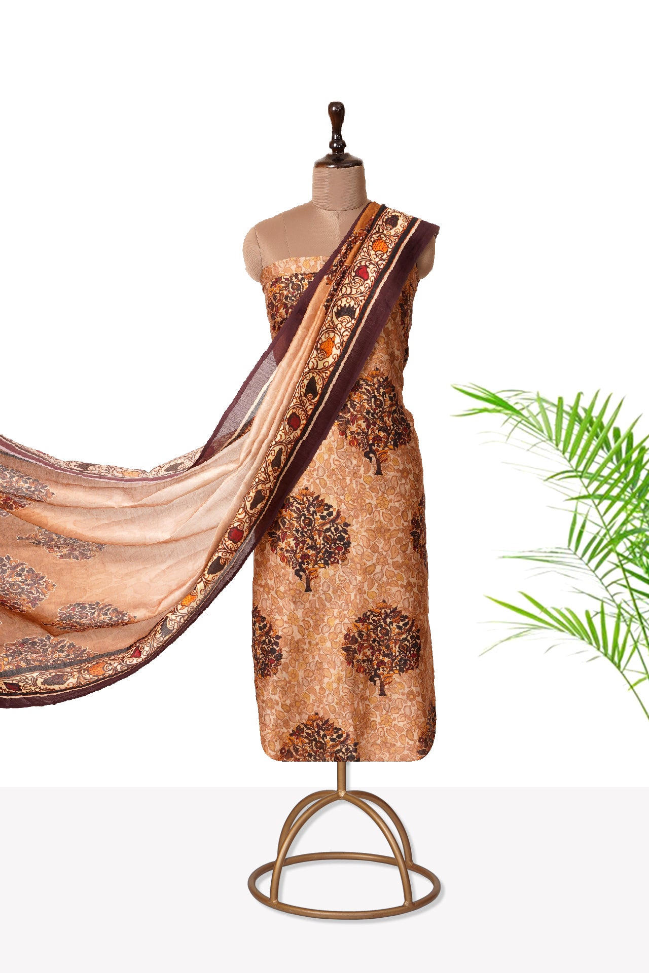 Light Brown Color Digital Printed Pure Chanderi Suit With Dupatta