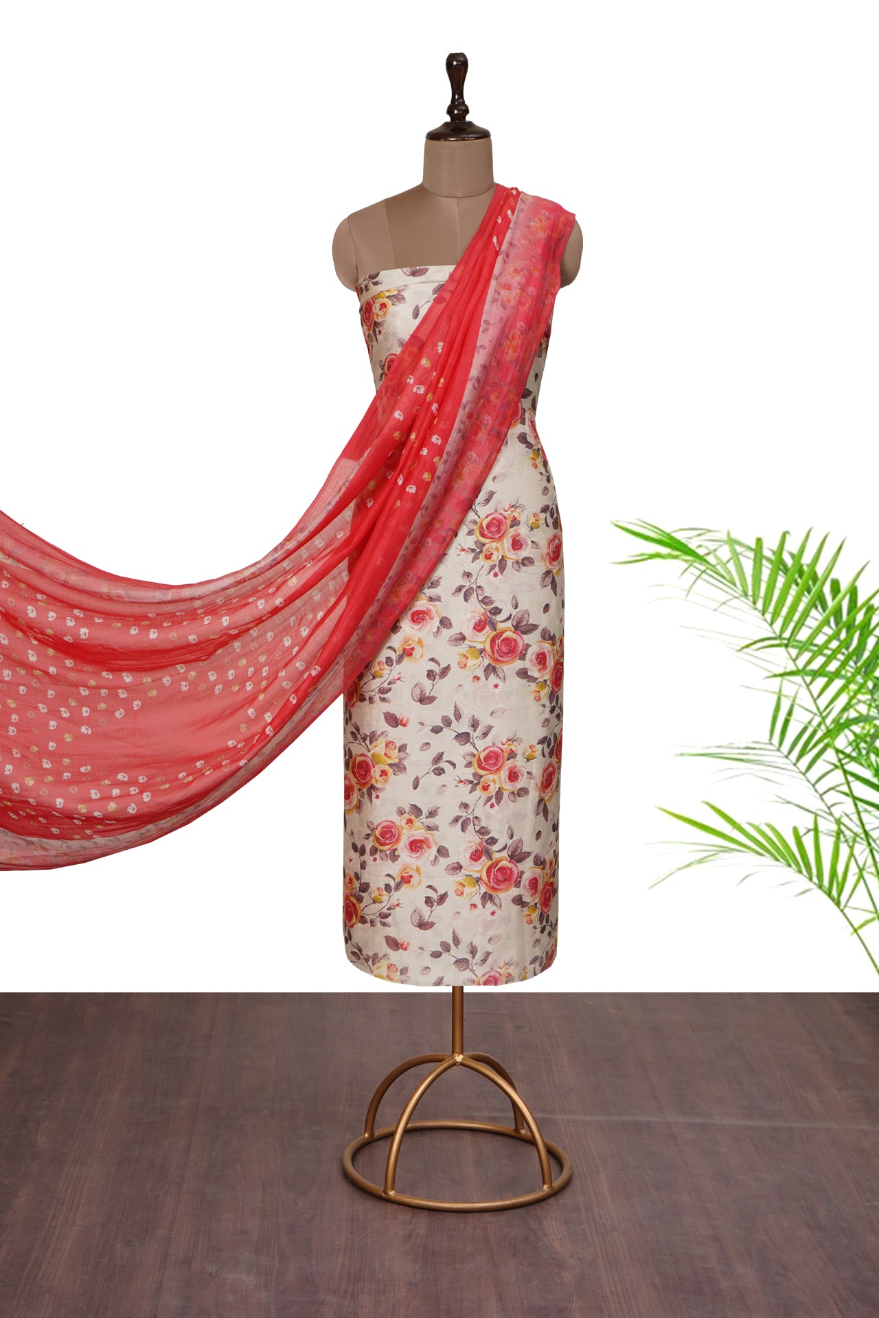 Multi Color Digital Printed Pure Chanderi Suit With Dupatta