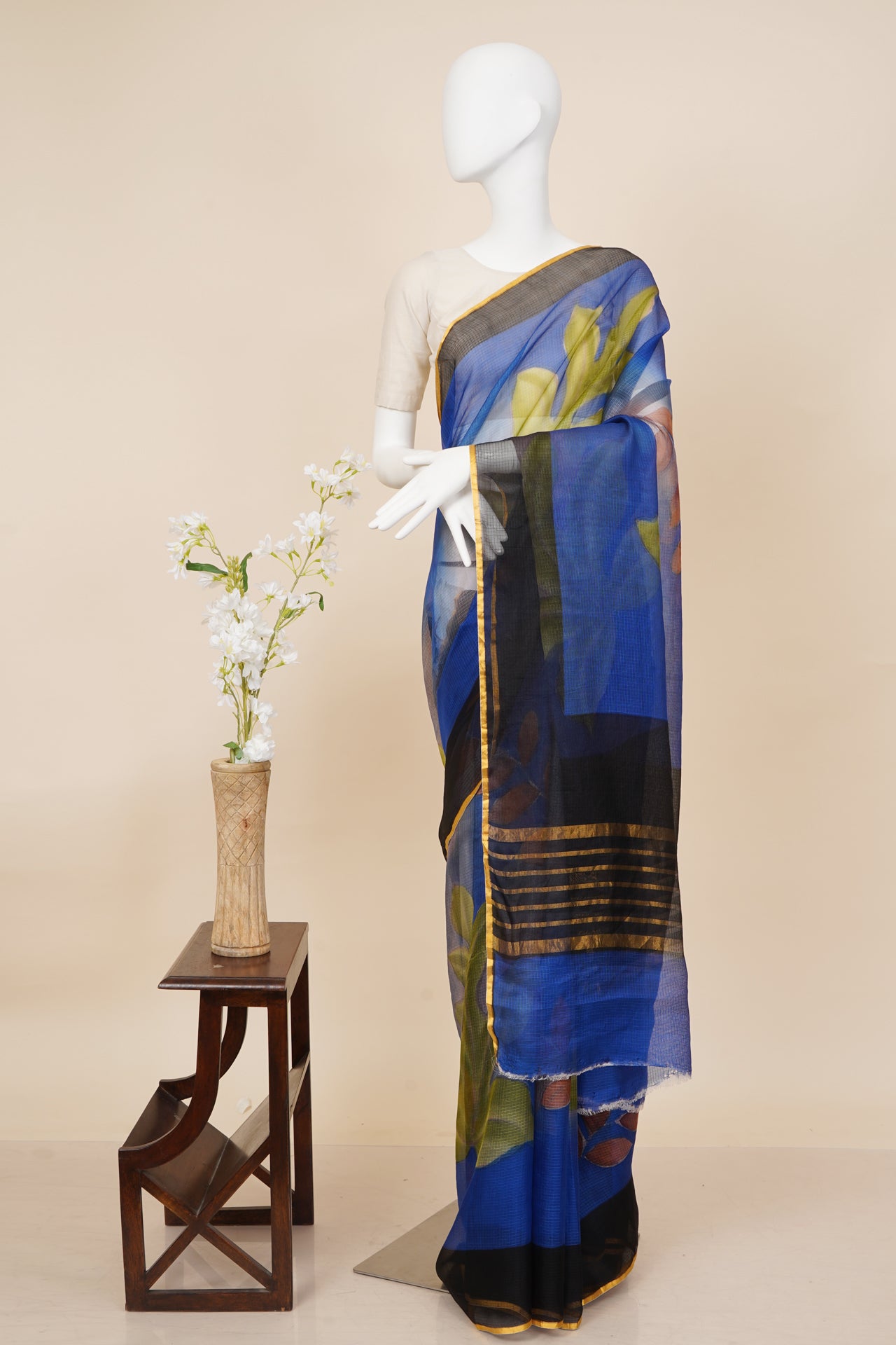 Multi Color Printed Kota Silk Saree with Blouse Piece