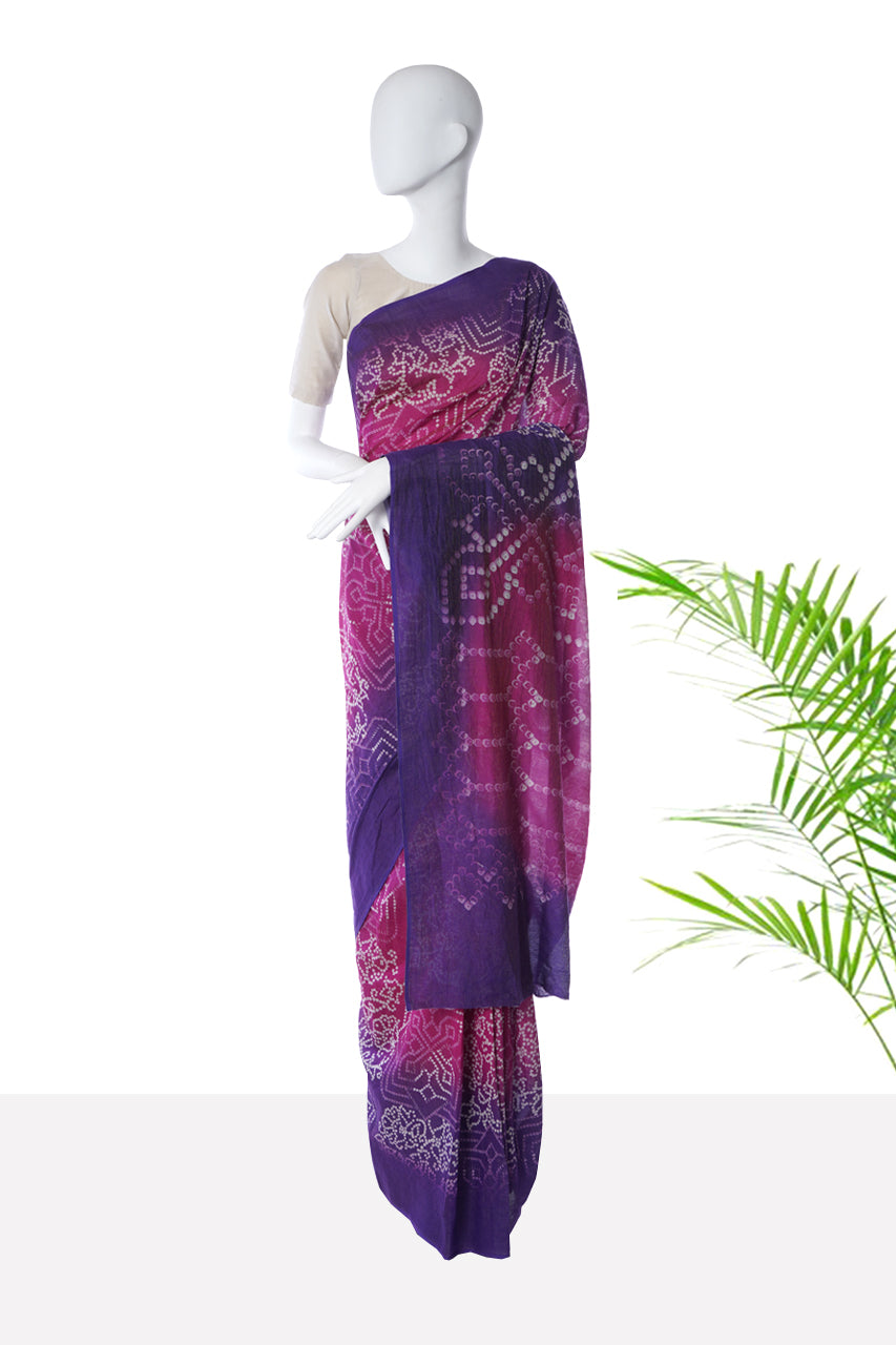 Multi Color Digital Printed Pure Chanderi Saree with Blouse Piece