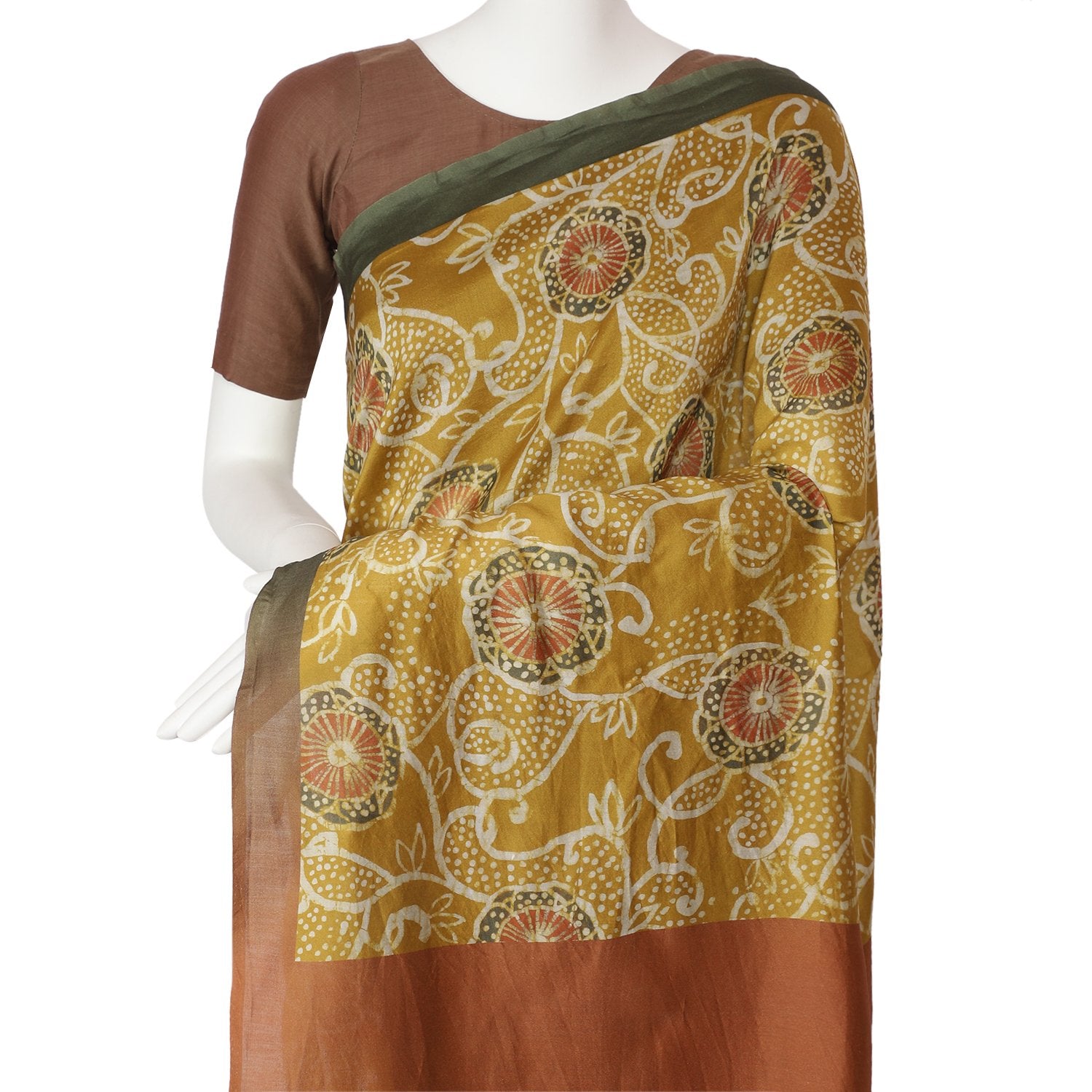 Yellow Color Digital Printed Pure Chanderi Saree With Blouse Piece