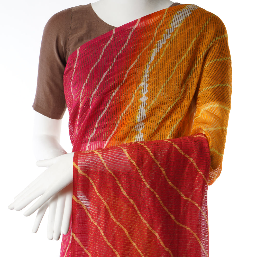 Multi Color Digital Printed Lehariya Pattern Fancy Chanderi Saree