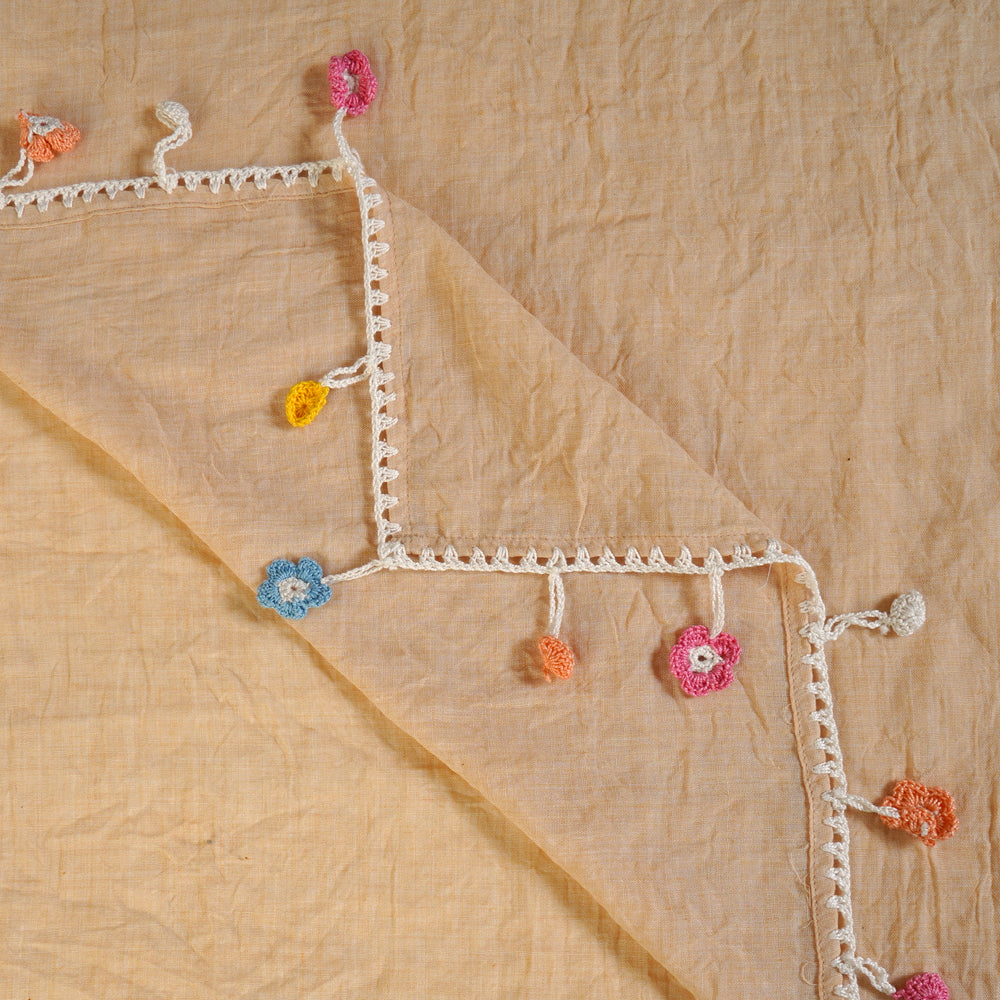 Cream Color Crochet Embroidered Poly Cotton Stole