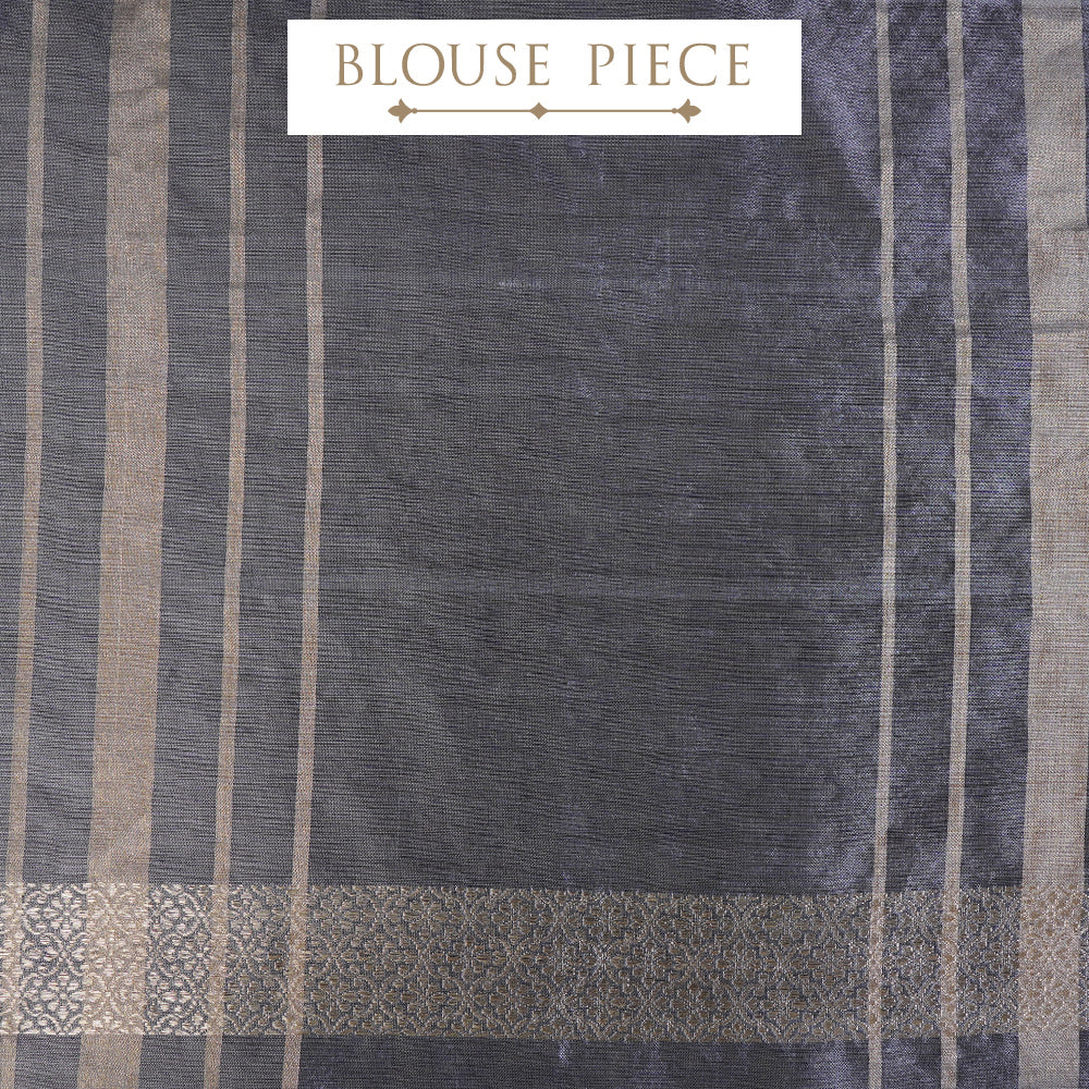 Grey Color Handwoven Chanderi Saree with Blouse Piece