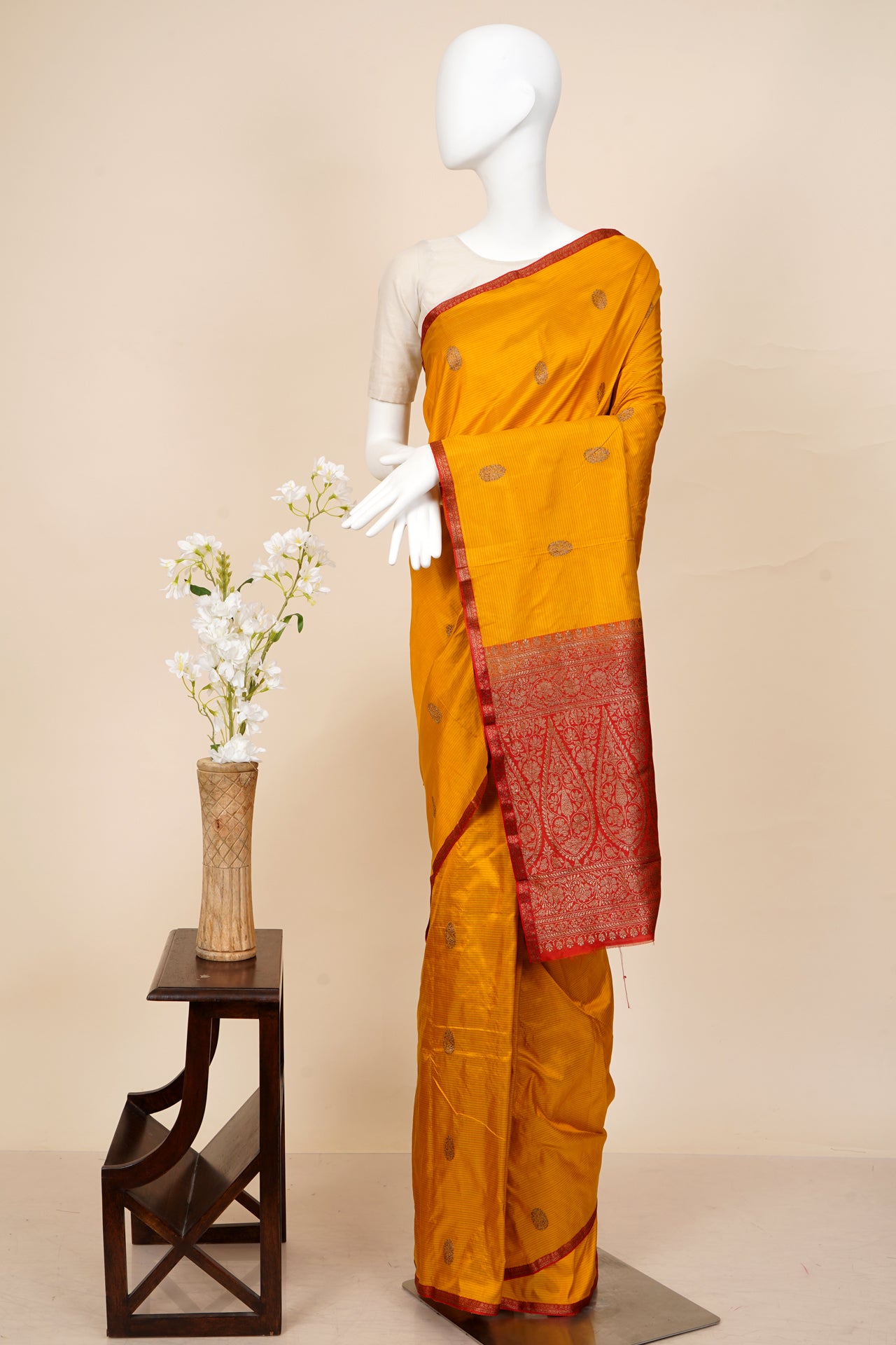 Yellow Color Handwoven Pure Silk Banarasi Saree With Blouse Piece