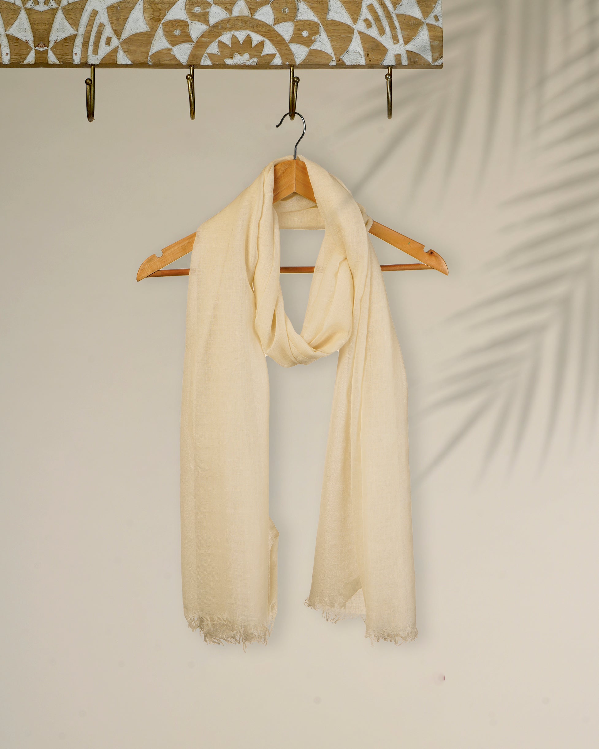 Off White Color Silk Wool Stole