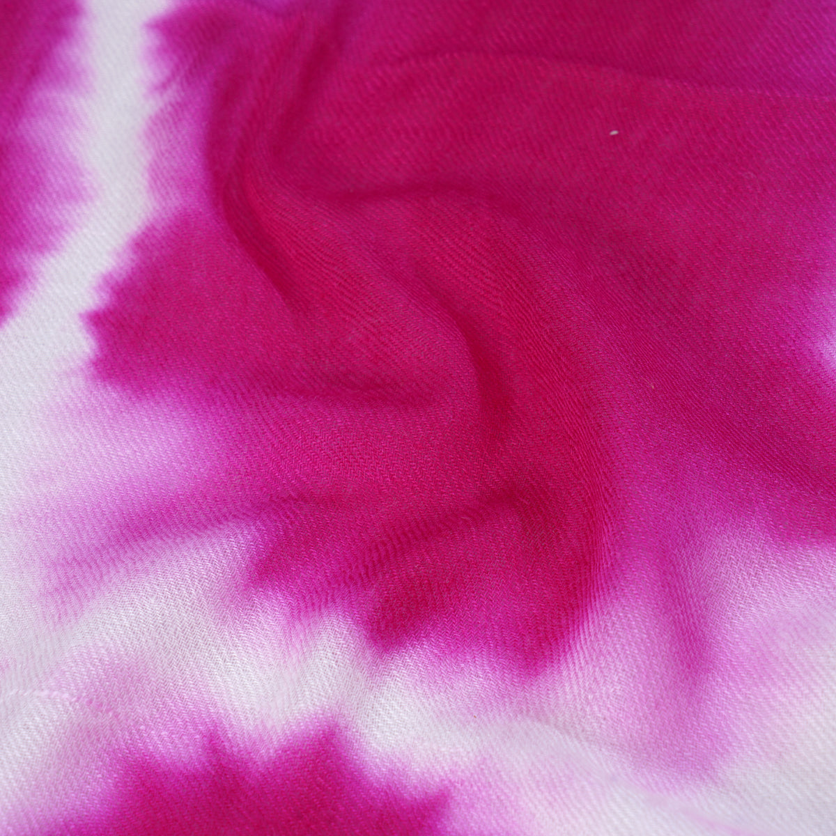 Pink Color Tie-Dye Silk Wool Stole
