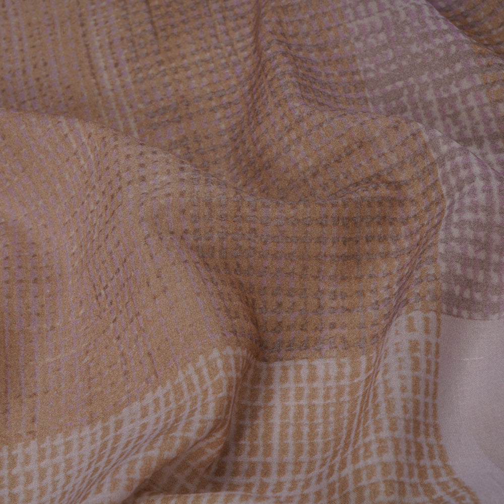 Soft Lilac -Golden Color Digital Printed Cotton Silk Stole