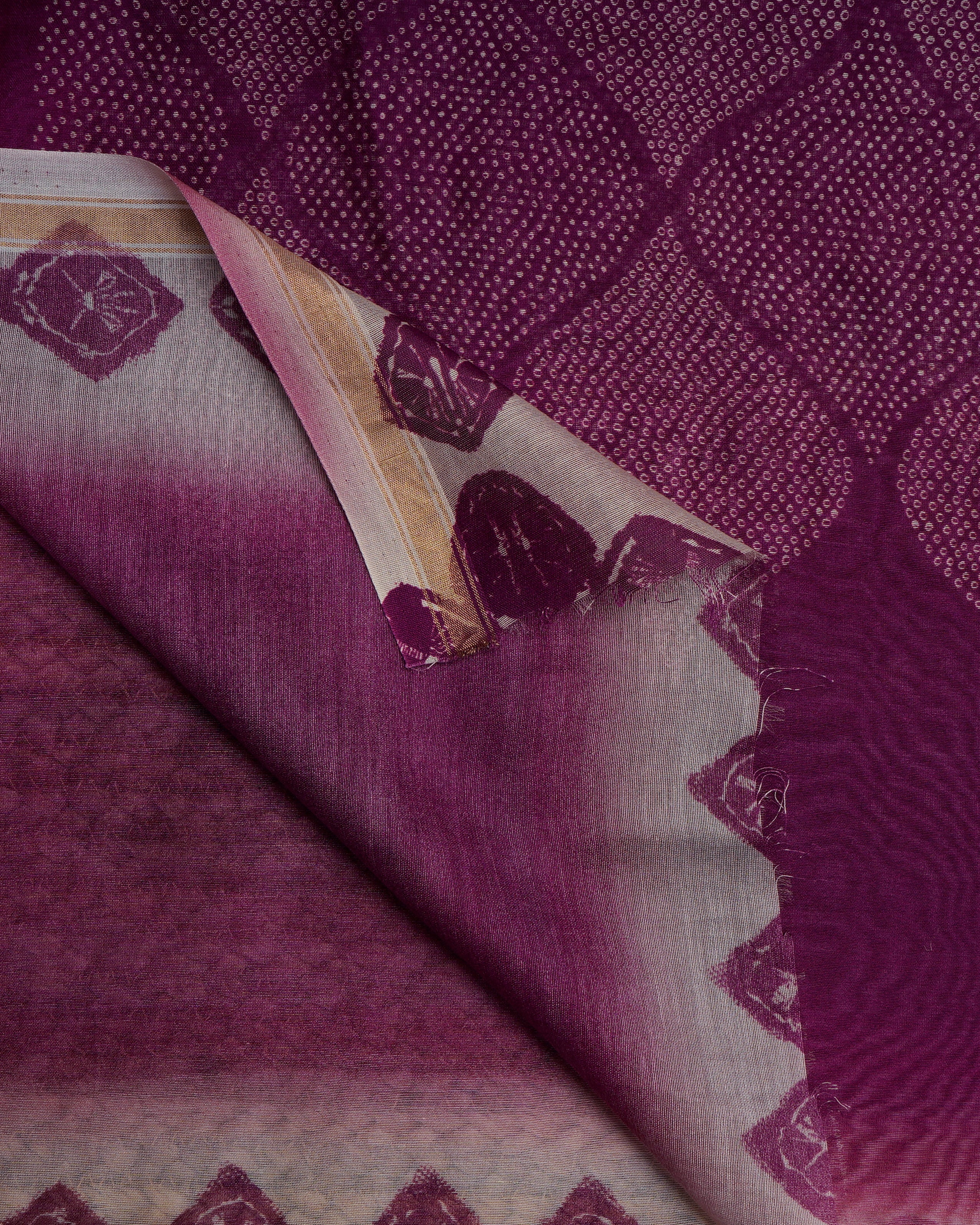 Purple-White Color Digital Printed Pure Chanderi Dupatta