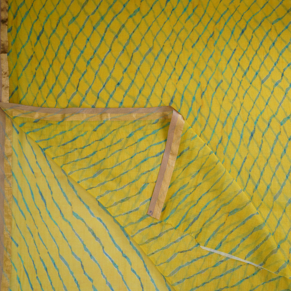 Yellow Color Digital Printed Pure Chanderi Dupatta with Zari Border