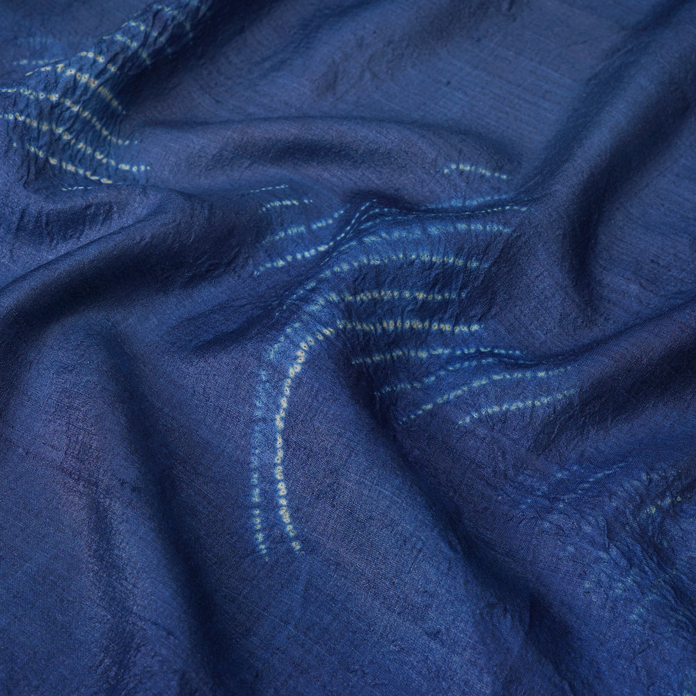 Navy Blue Color Shibori Silk Stole