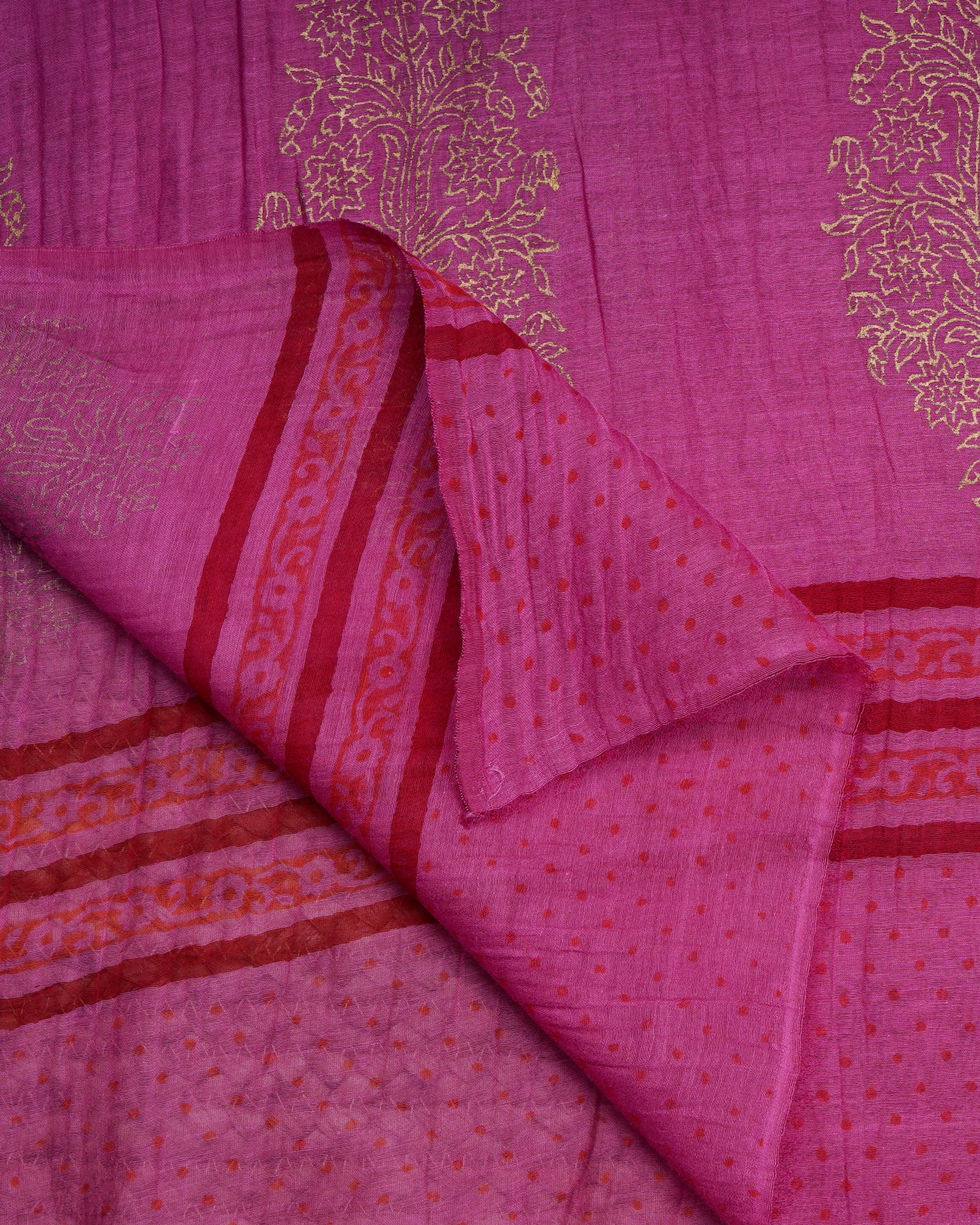 Pink Color Printed Pure Chanderi Dupatta