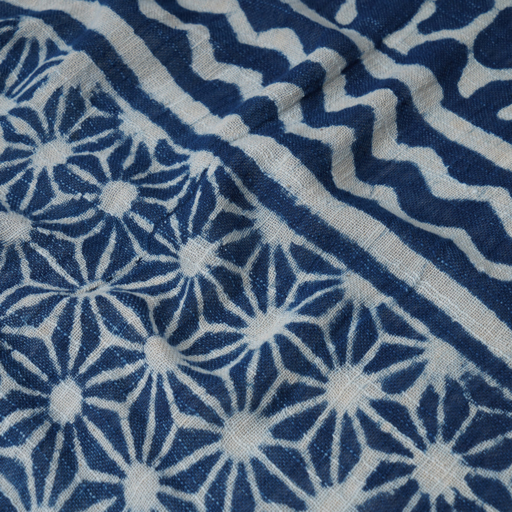 Royal Blue Color Handcrafted Block Printed Cotton Stole
