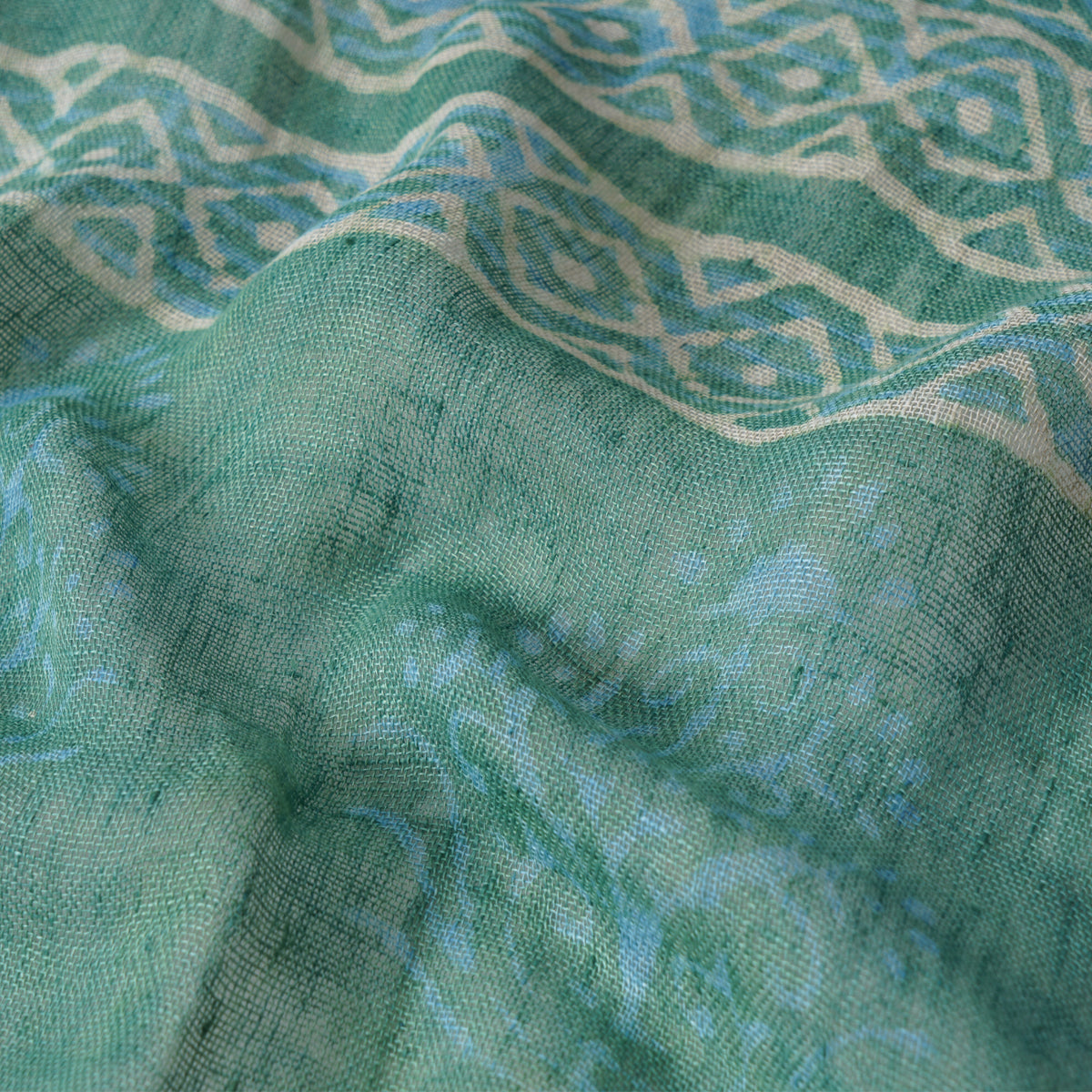 Green Color Printed Linen Stole