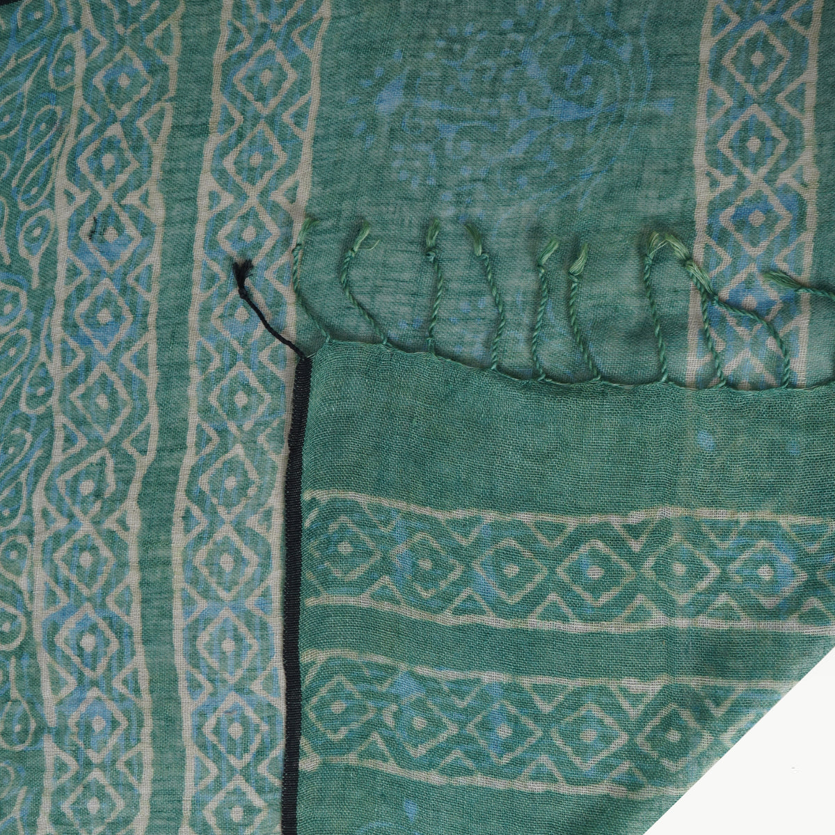 Green Color Printed Linen Stole