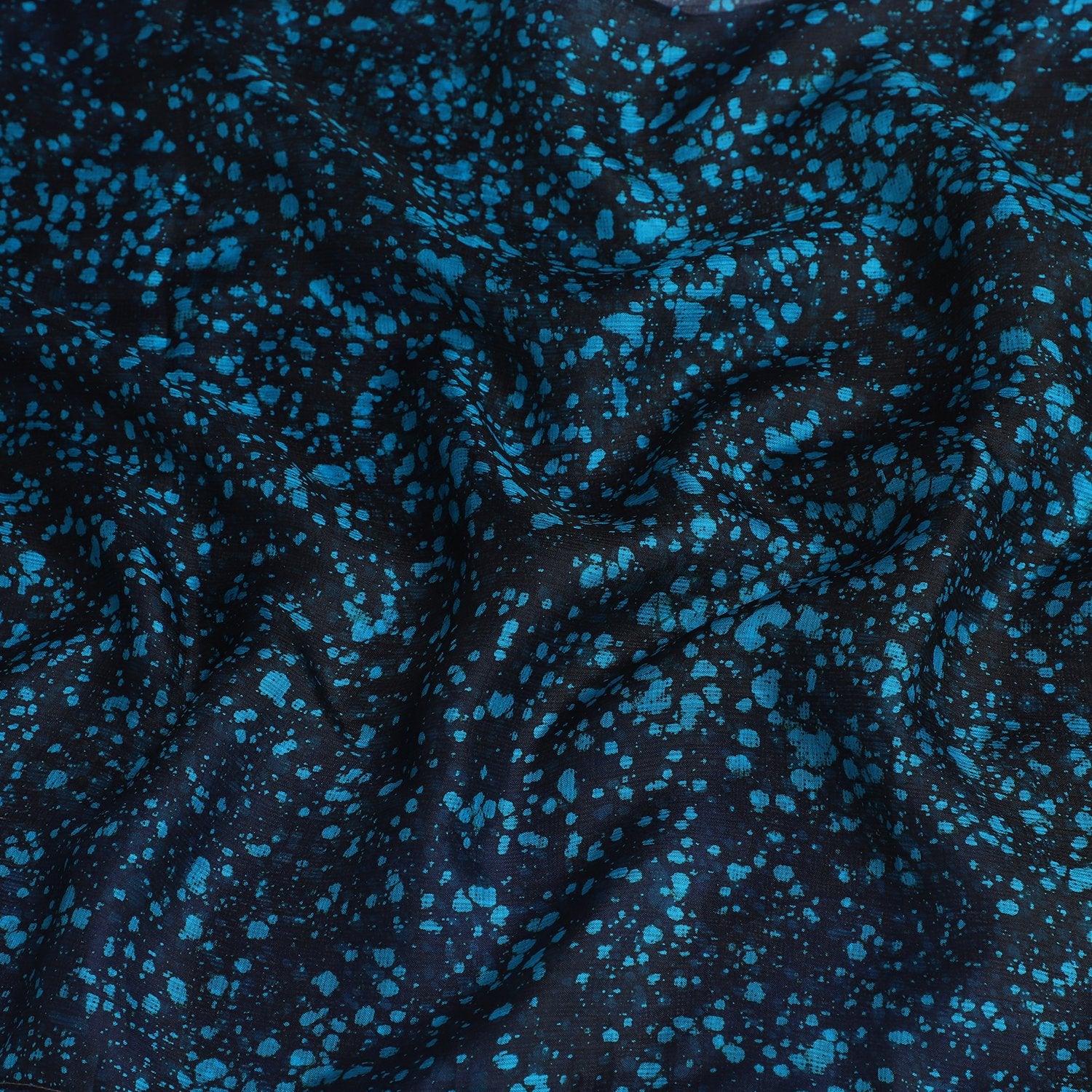 Dark Blue Color Printed Kota Silk Stole with Tassels