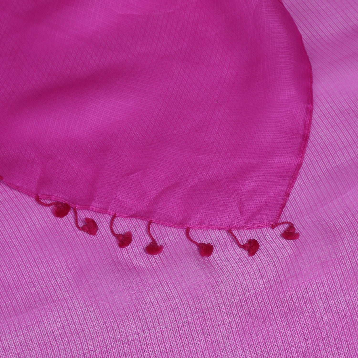 Pink Color Kota Silk Stole with Tassels