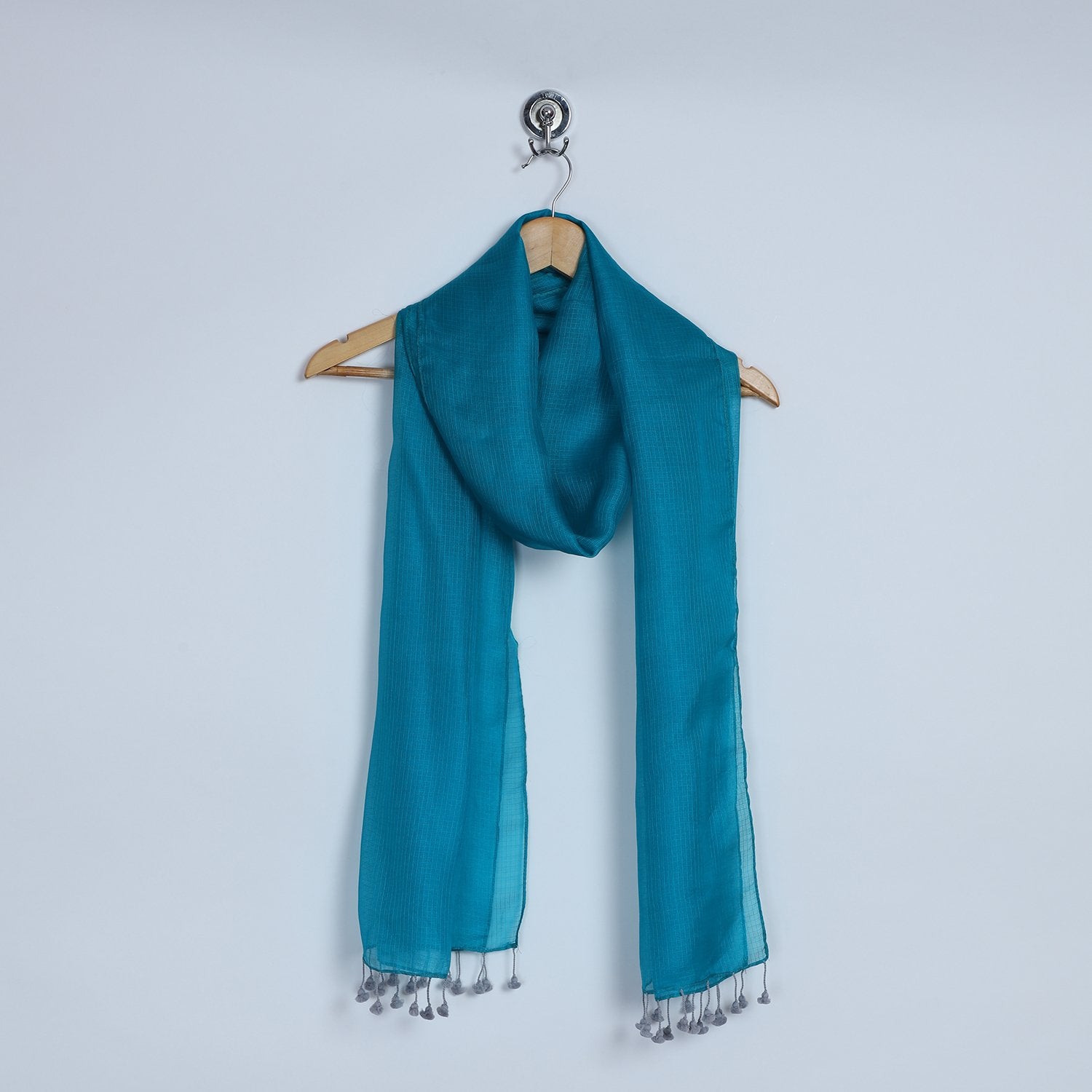 Blue Color Kota Silk Stole with Tassels