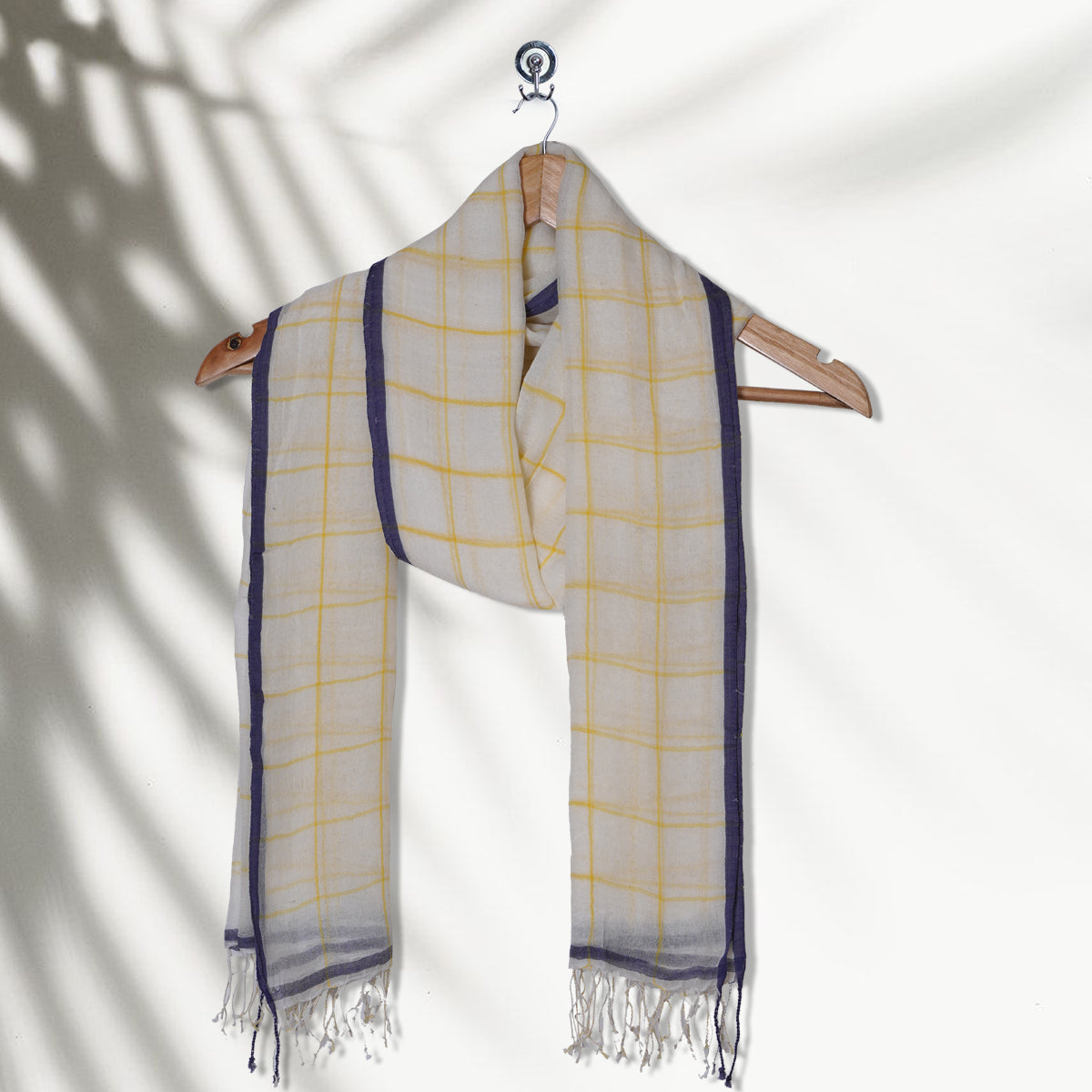 Off-White Color Cotton Stole with Tassels