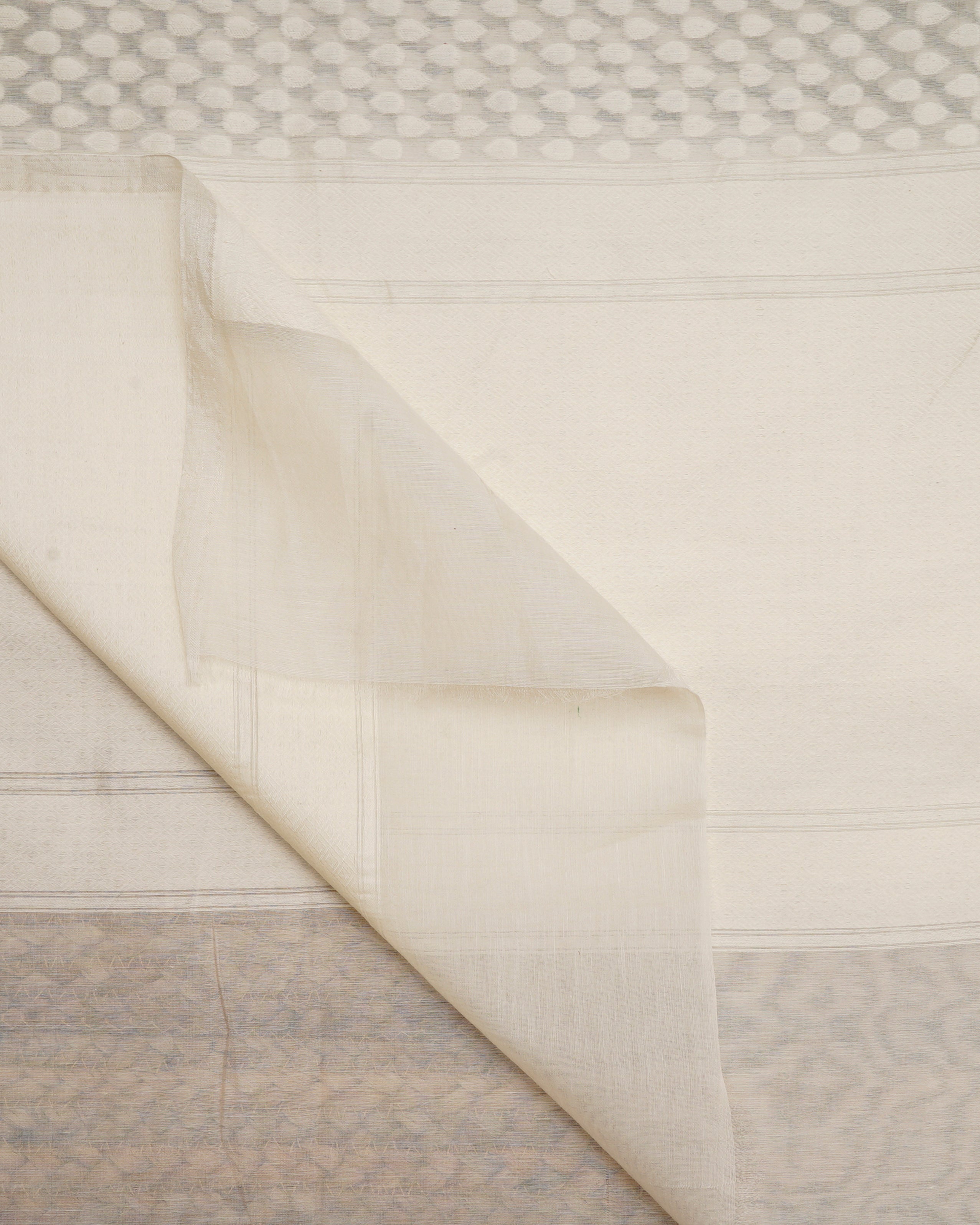 Off-White Color Handwoven Jacquard Cotton Silk Dupatta