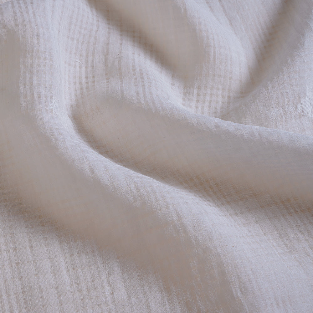 White Color Handwoven Jamdani Cotton Dupatta with Tassels