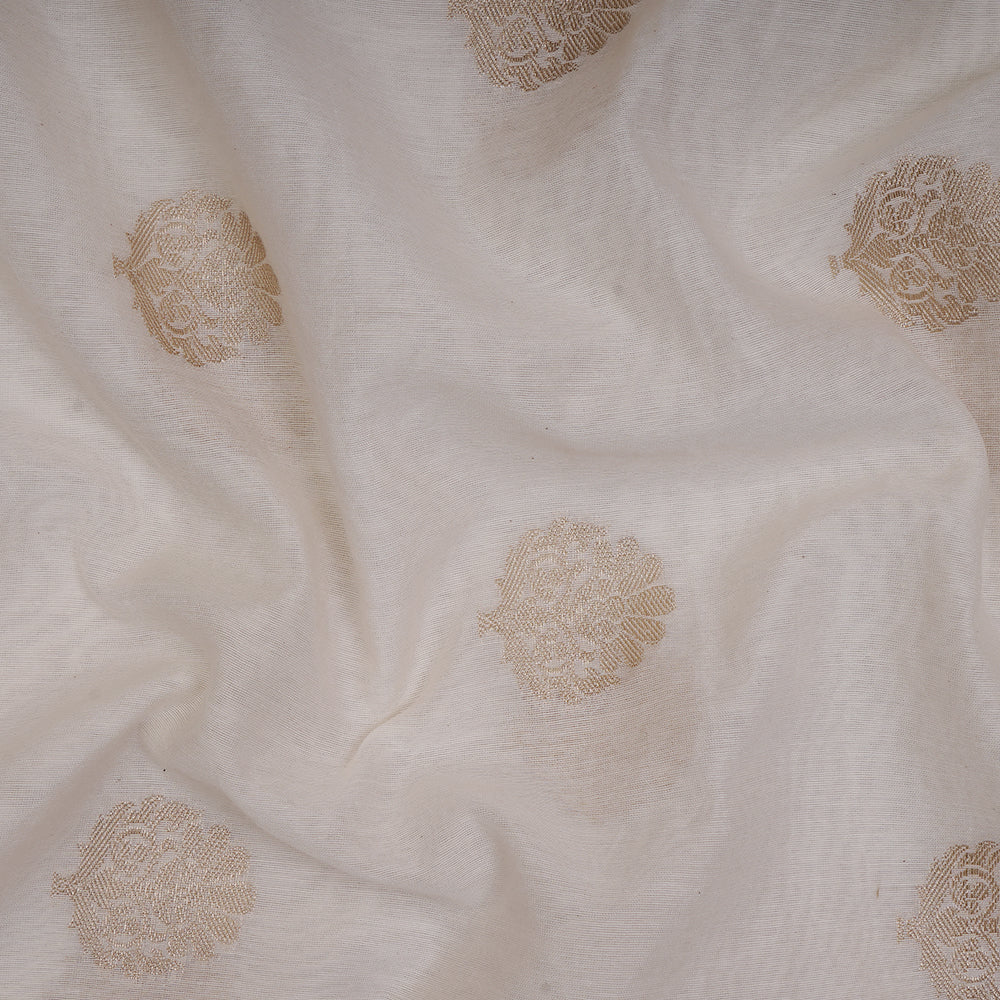 White Color Banarasi Cotton Dupatta With Tassels