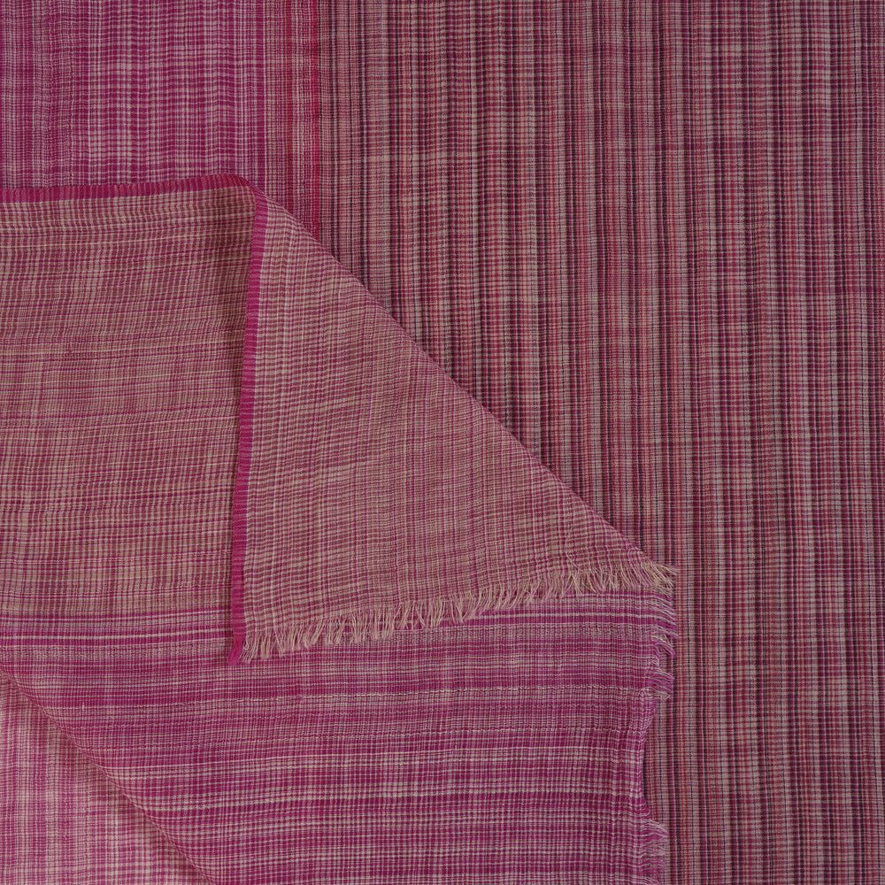 Pink Color Handwoven Striped Pure Cotton Dupatta