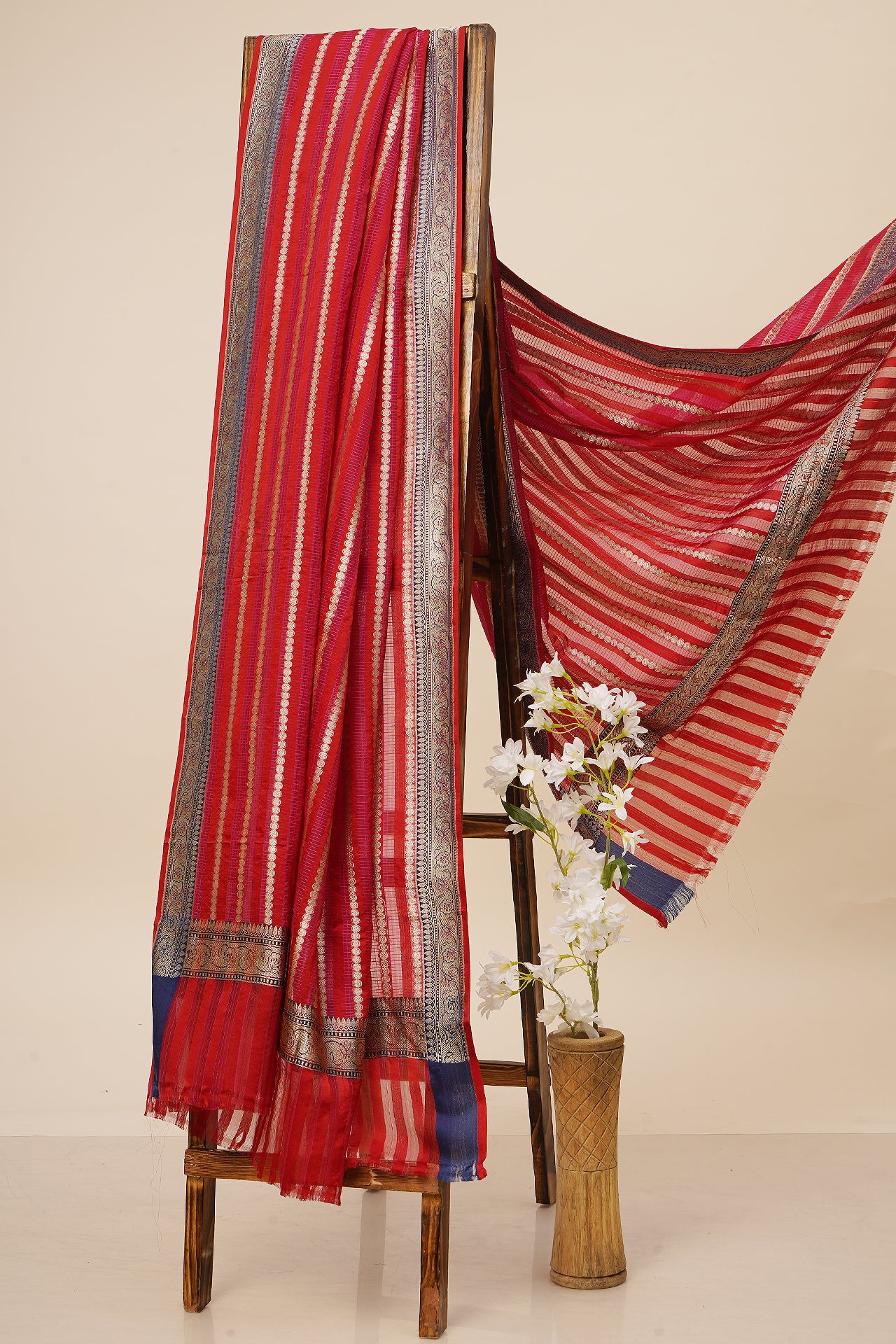 Red-Pink Color Handwoven Banarasi Silk Dupatta