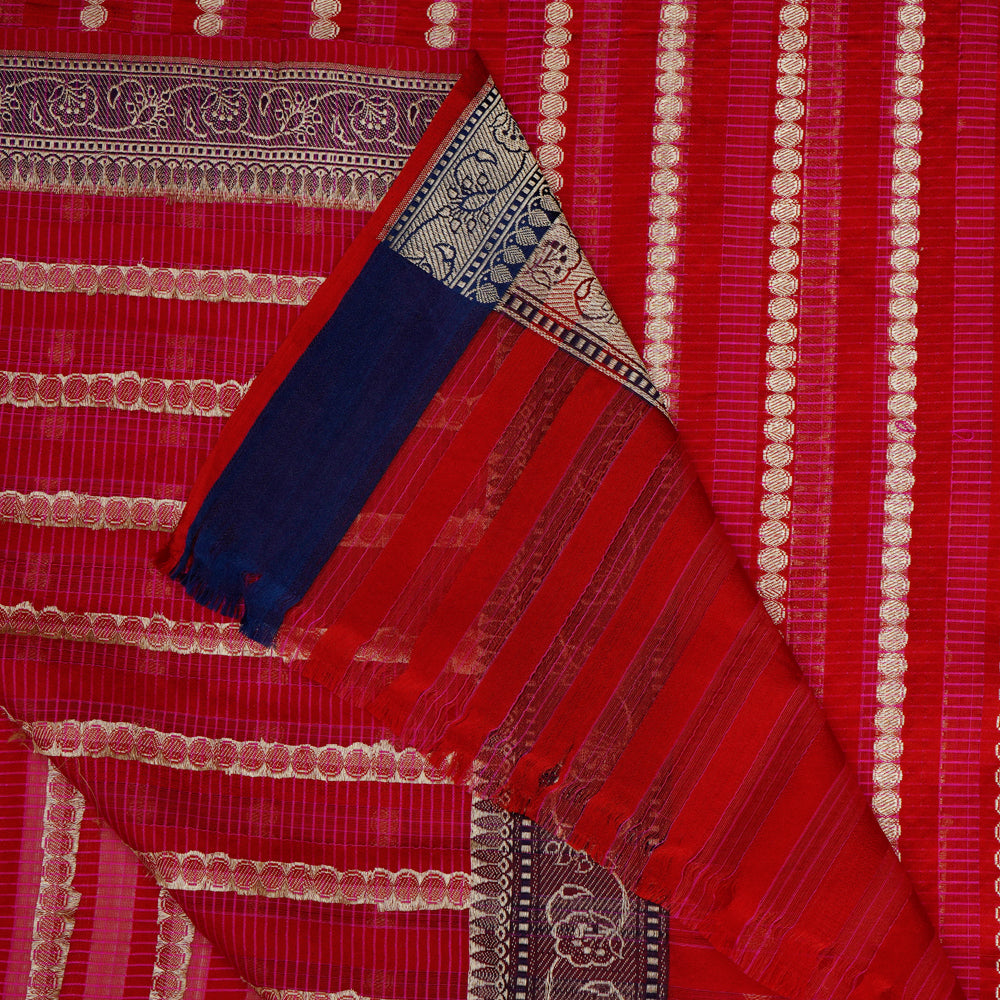 Red-Pink Color Handwoven Banarasi Silk Dupatta