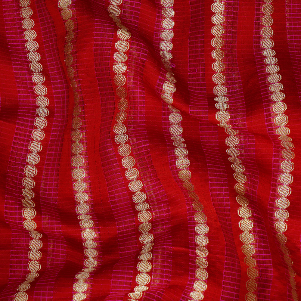 Red-Pink Color Handwoven Banarasi Silk Dupatta