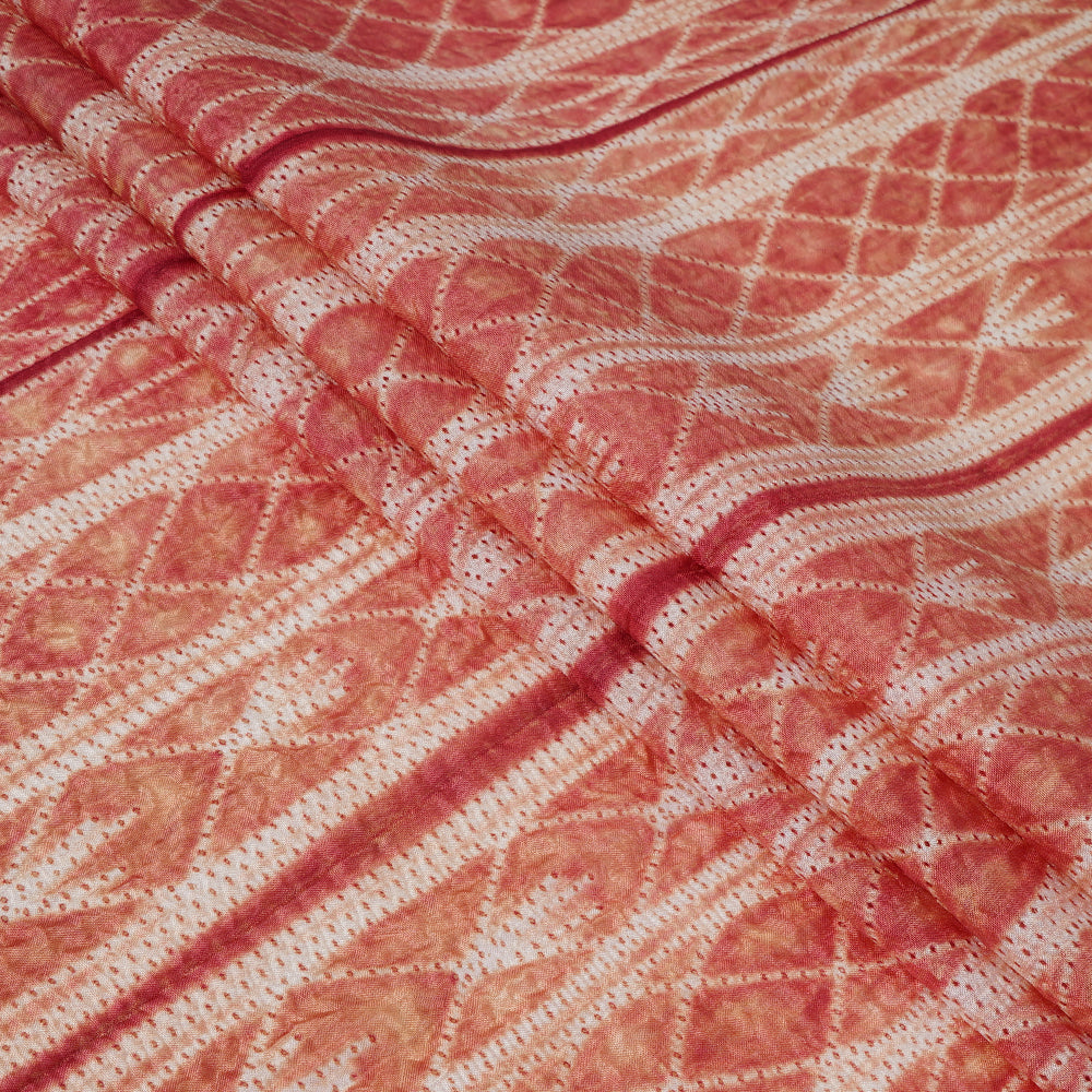 (Pre Cut 2.95 Mtr Piece) Light Salmon Pink Color Handcrafted Shibori Mulberry Silk Fabric