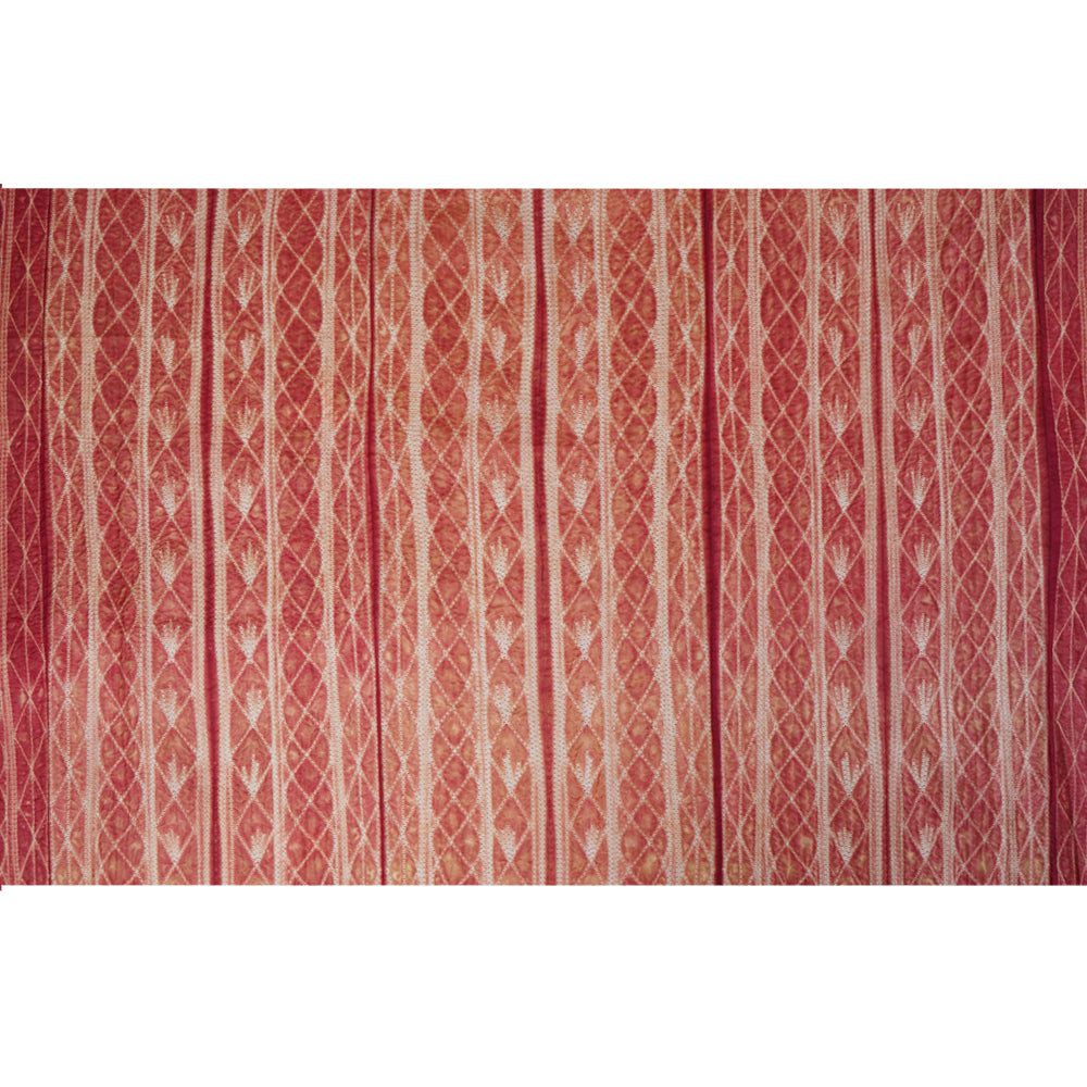 (Pre Cut 2.95 Mtr Piece) Light Salmon Pink Color Handcrafted Shibori Mulberry Silk Fabric