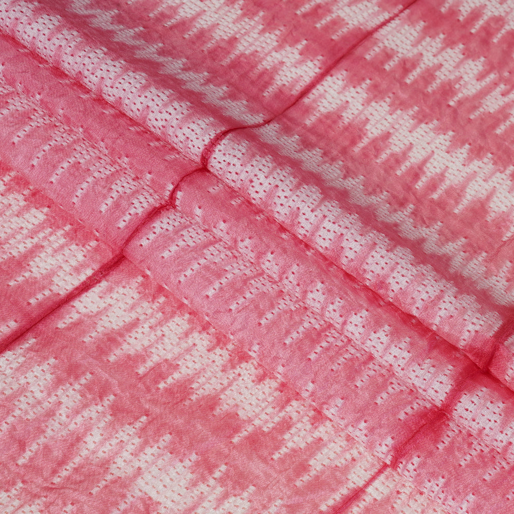 (Pre Cut 2.90 Mtr Piece) Light Pink Color Handcrafted Shibori Mulberry Silk Fabric