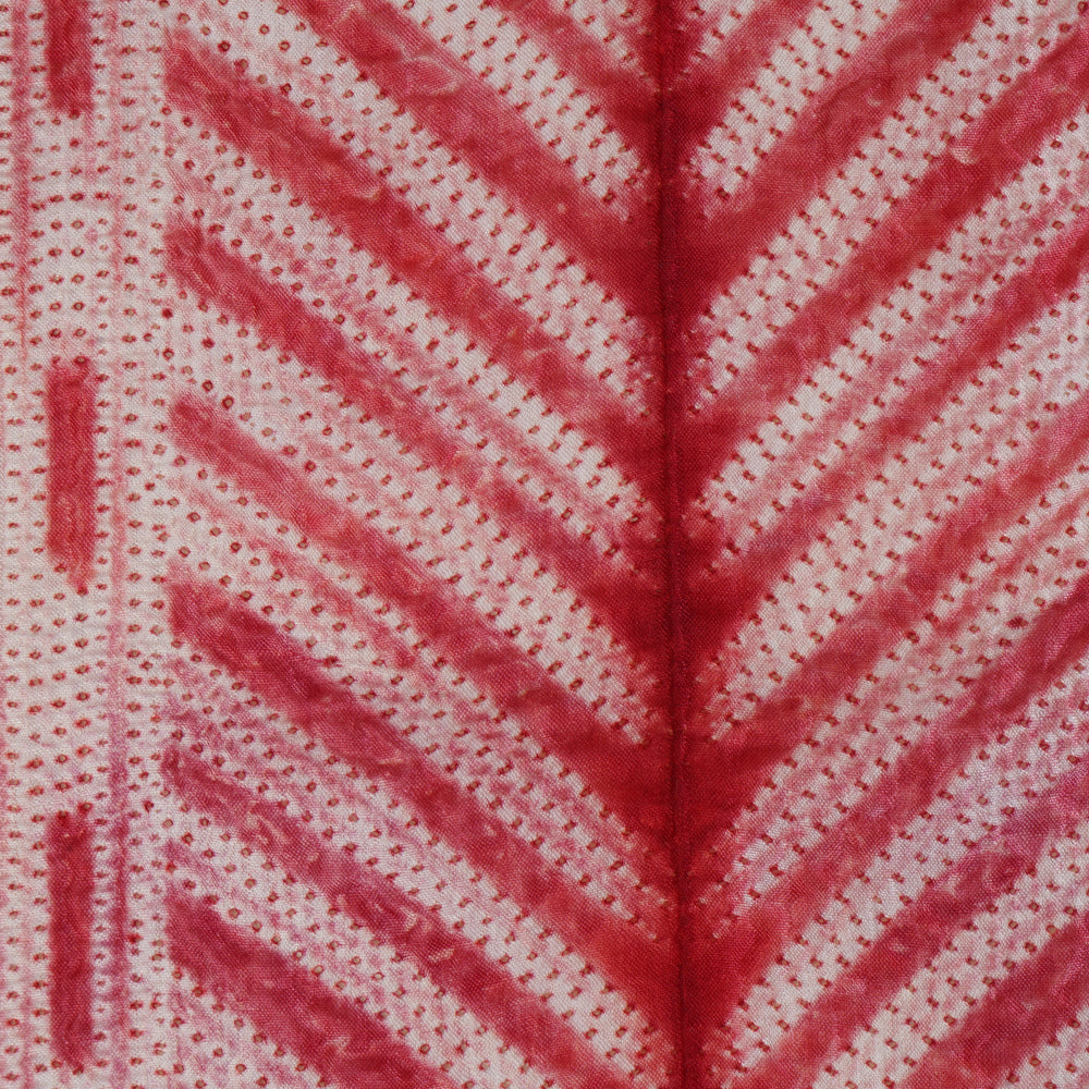 (Pre Cut 2.90 Mtr Piece) Mandy-Maroon Color Handcrafted Shibori Mulberry Silk Fabric