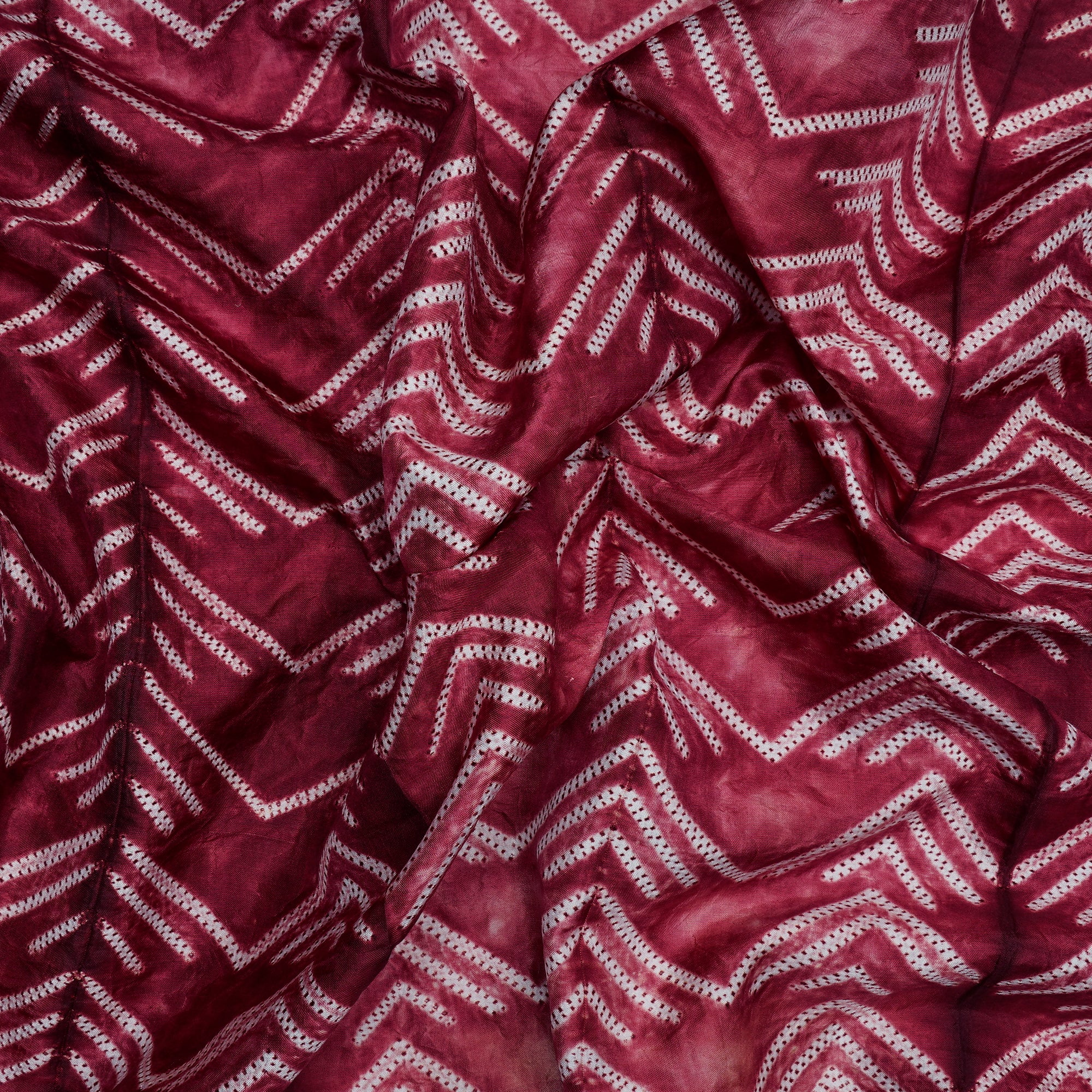 Pomegranate Natural Dye Hand Crafted Shibori Printed Mulberry Silk Unstitched Kurta Piece (2.50 Mtr Piece)