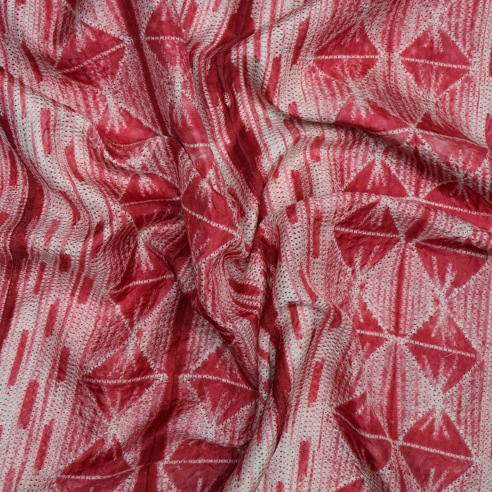 Scarlet Smile Natural Dye Hand Crafted Shibori Printed Mulberry Silk Unstitched Kurta Piece (2.50 Mtr Piece)