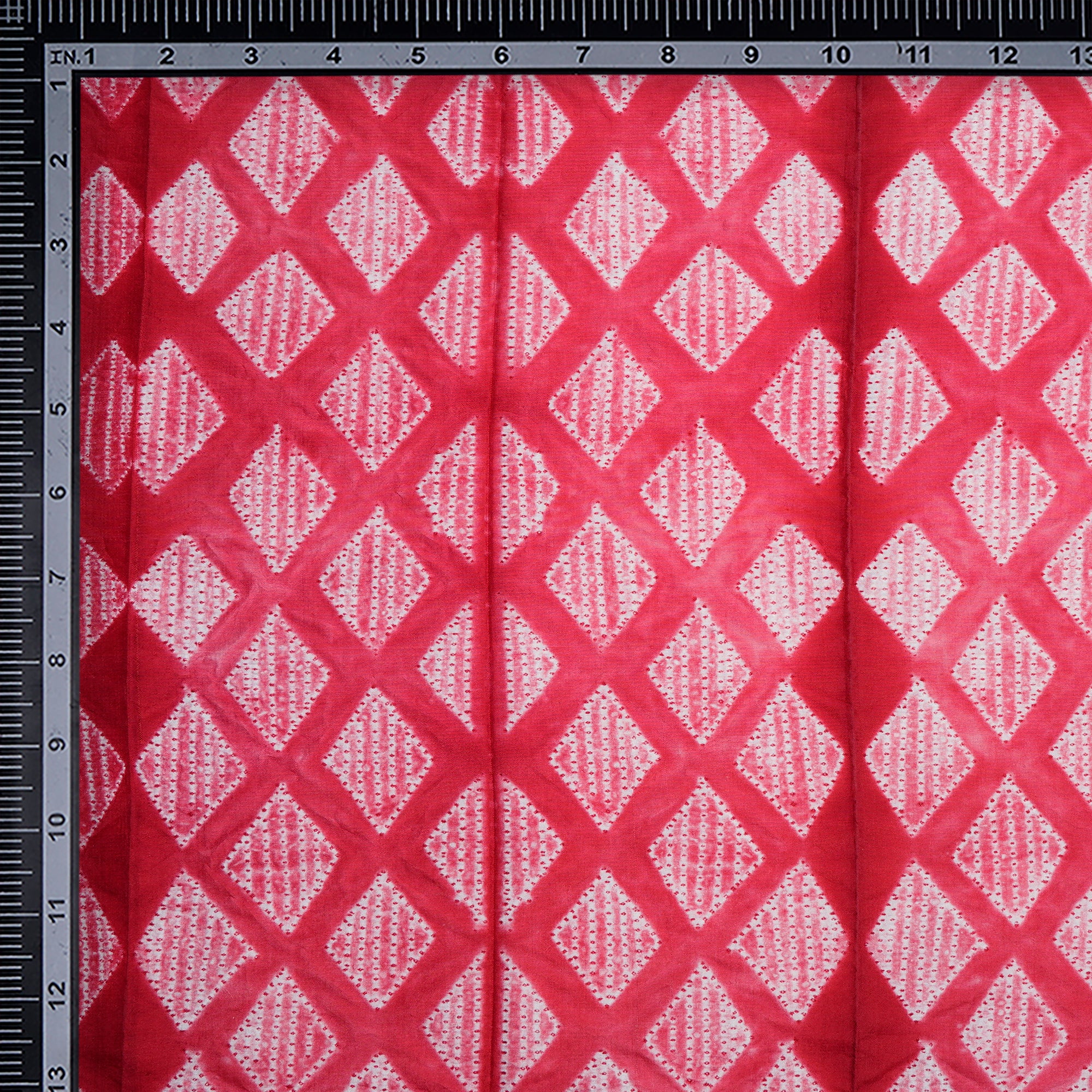 Red Natural Dye Hand Crafted Shibori Printed Mulberry Silk Unstitched Kurta Piece (2.50 Mtr Piece)