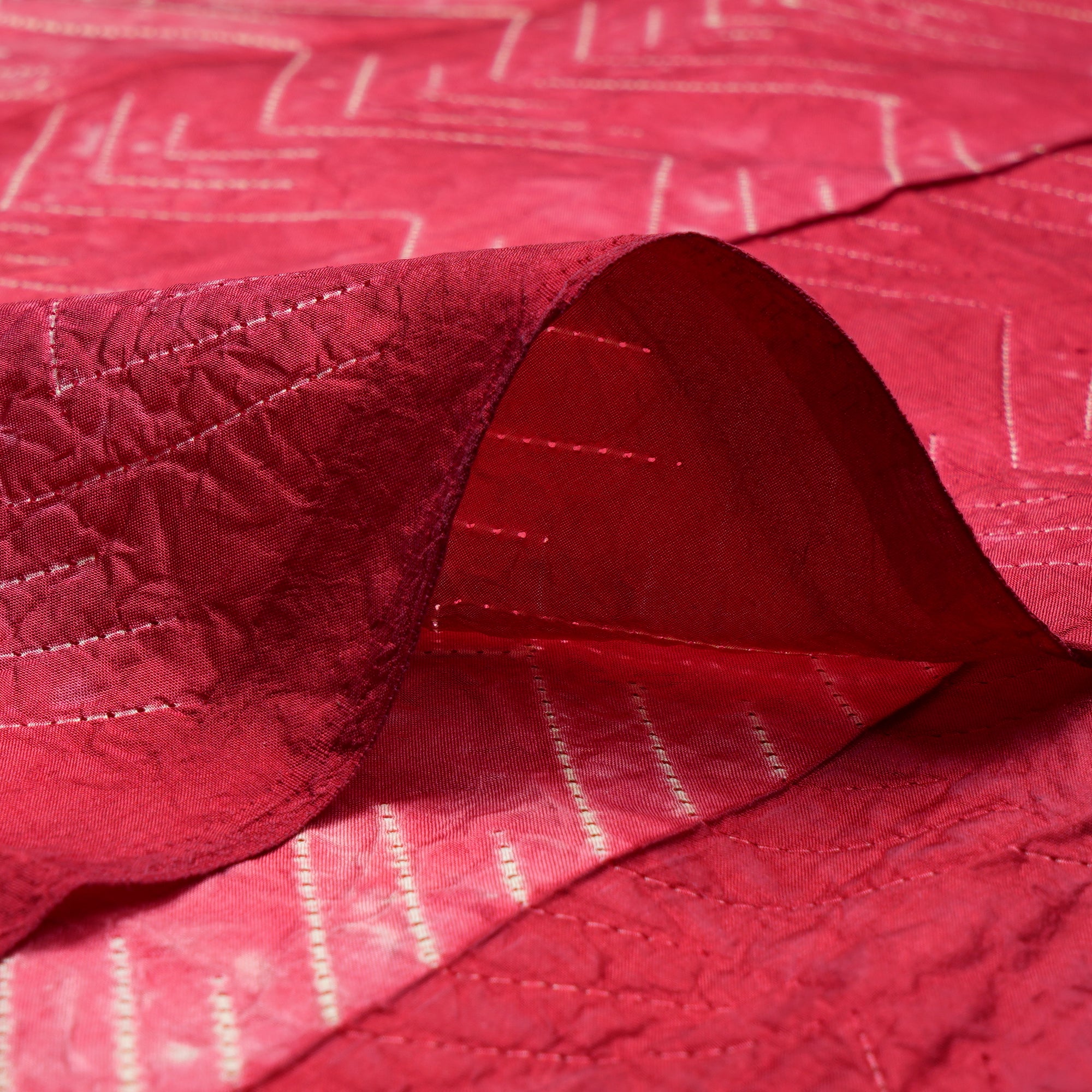 Dark Brown Natural Dye Hand Crafted Shibori Printed Mulberry Silk Unstitched Kurta Piece (2.50 Mtr Piece)